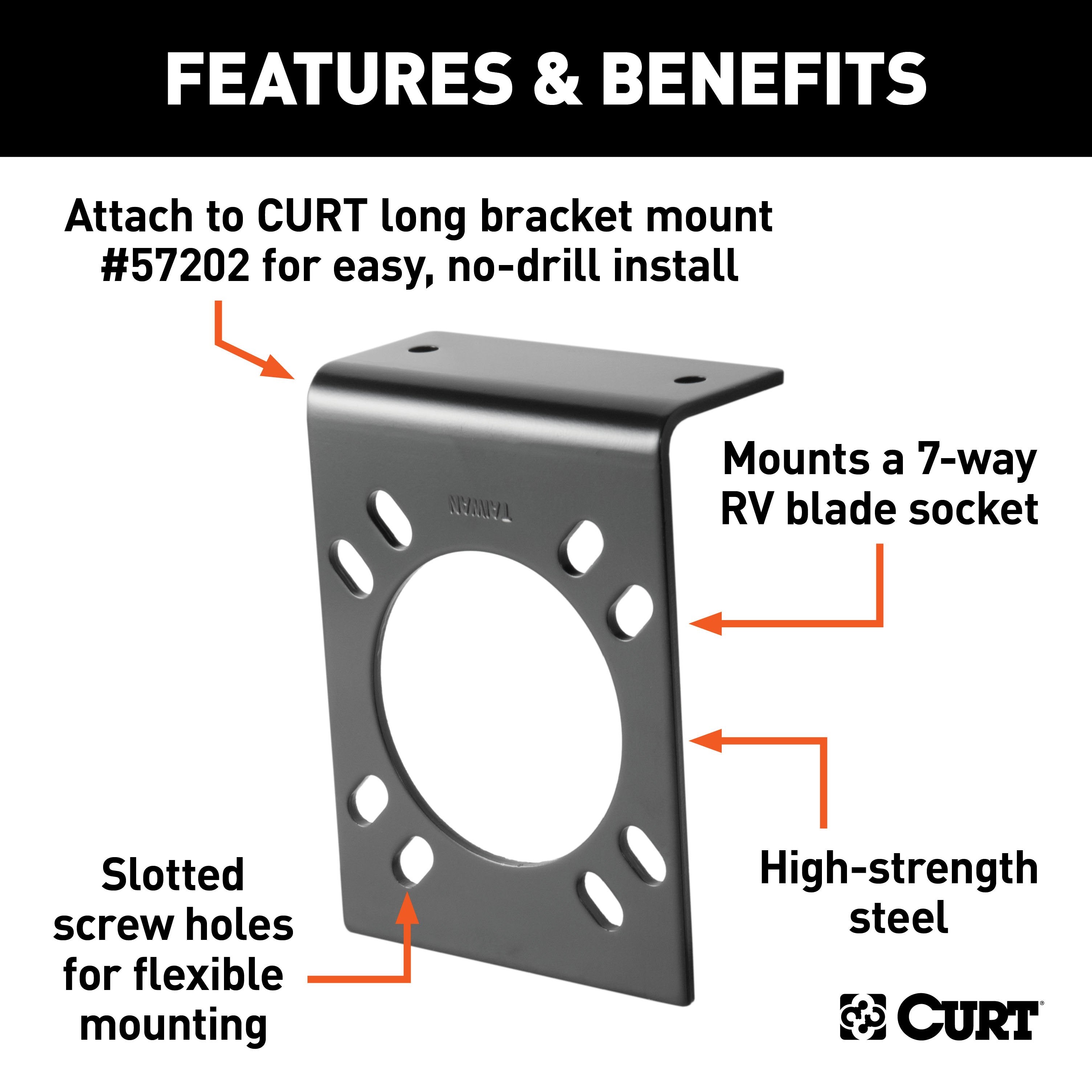 CURT Vehicle-Side Trailer Wiring Harness Mounting Bracket for 7-Way RV Blade Model 57206