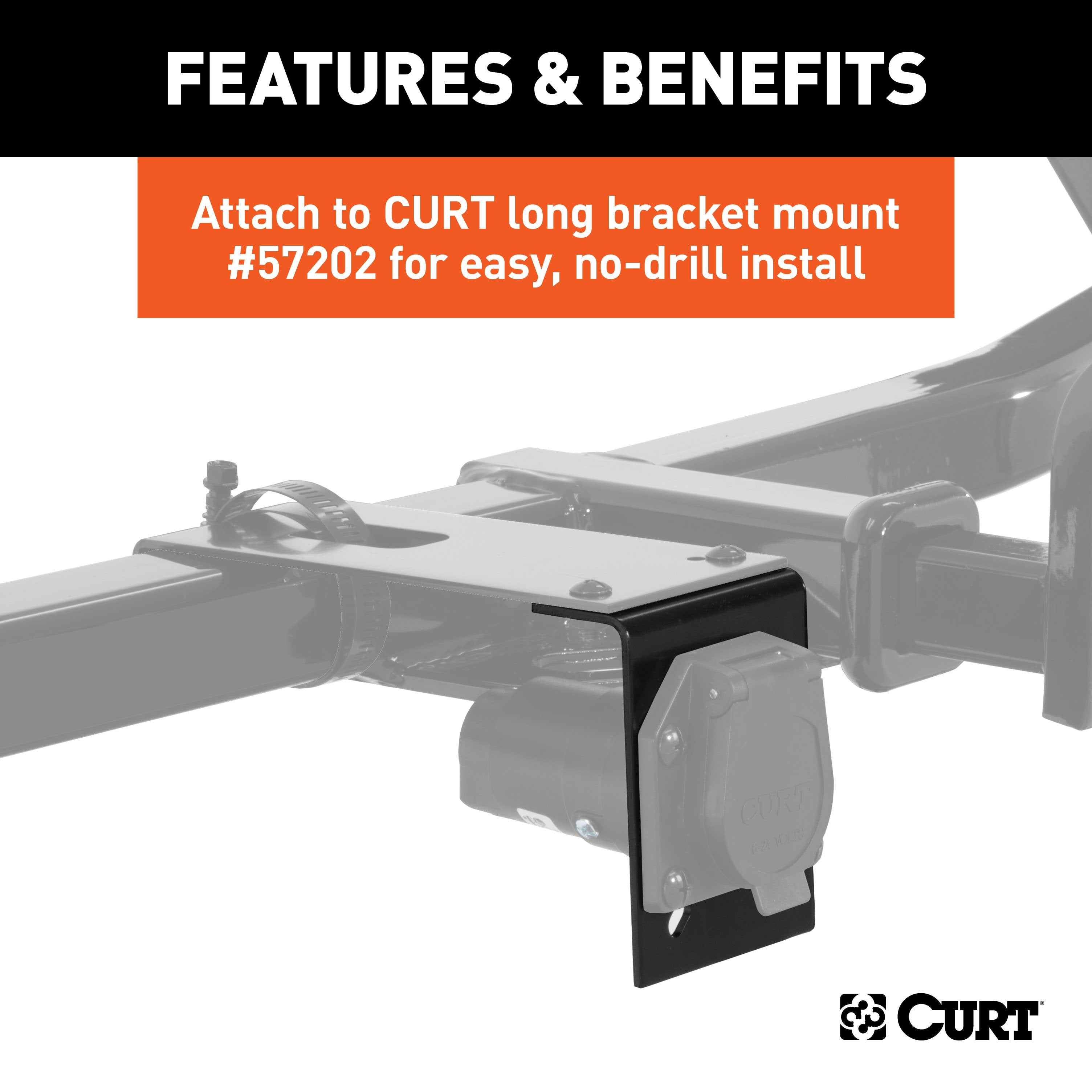 CURT Vehicle-Side Trailer Wiring Harness Mounting Bracket for 7-Way RV Blade Model 57206