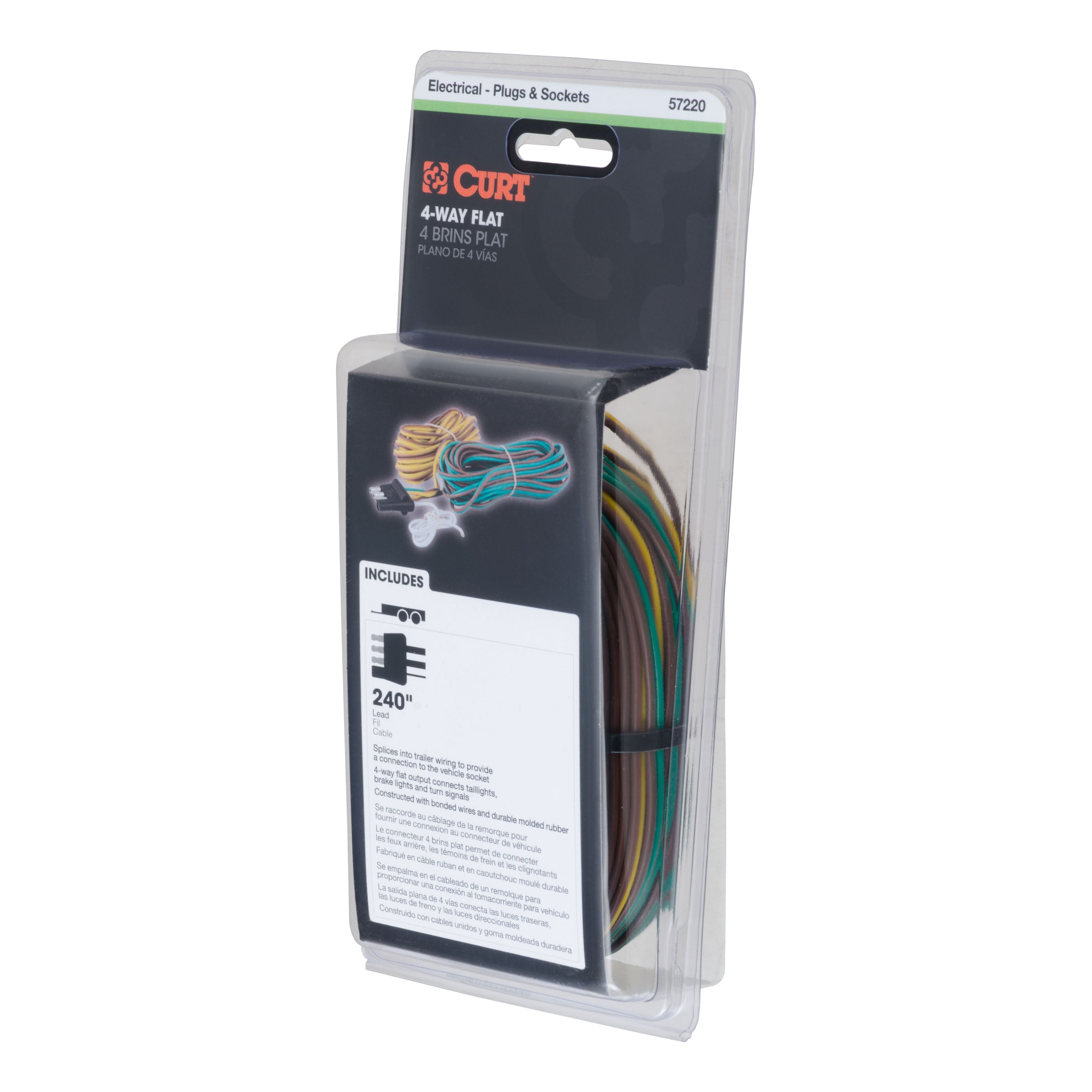 CURT 4-Pin Flat Wiring Harness for Rewiring Trailer, Includes 20-Foot Wires Model 57220