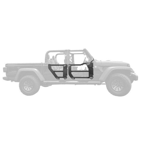 Trailline Tube Door Front Textured Black 2018-2026 Jeep Wrangler JL 2020-2025 Jeep Gladiator Go Rhino