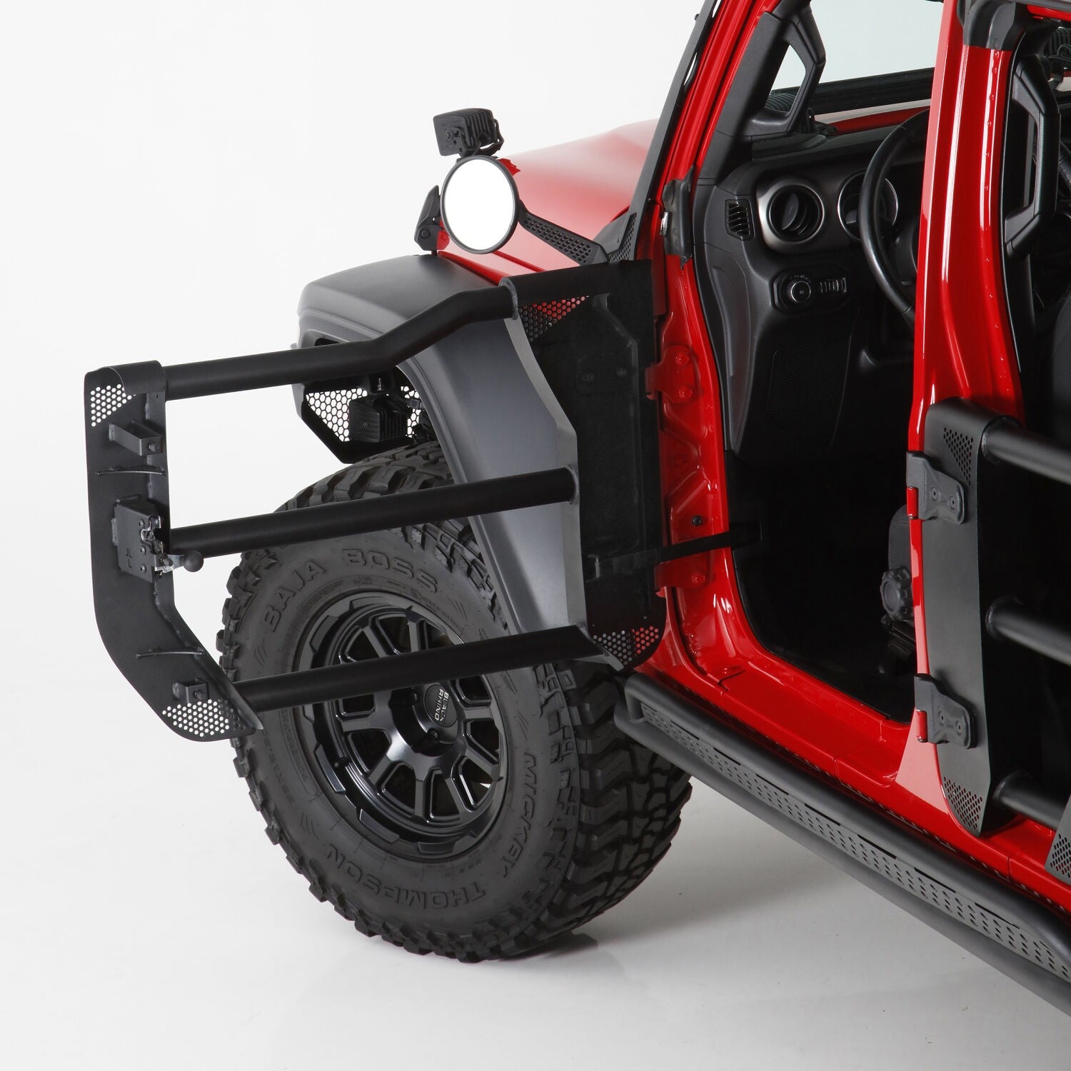 Trailline Tube Door Rear Textured Black 2018-2026 Jeep Wrangler JL 2020-2025 Jeep Gladiator Go Rhino