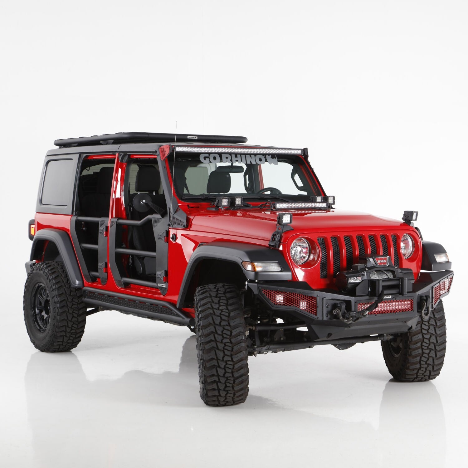 Trailline Tube Door Rear Textured Black 2018-2026 Jeep Wrangler JL 2020-2025 Jeep Gladiator Go Rhino