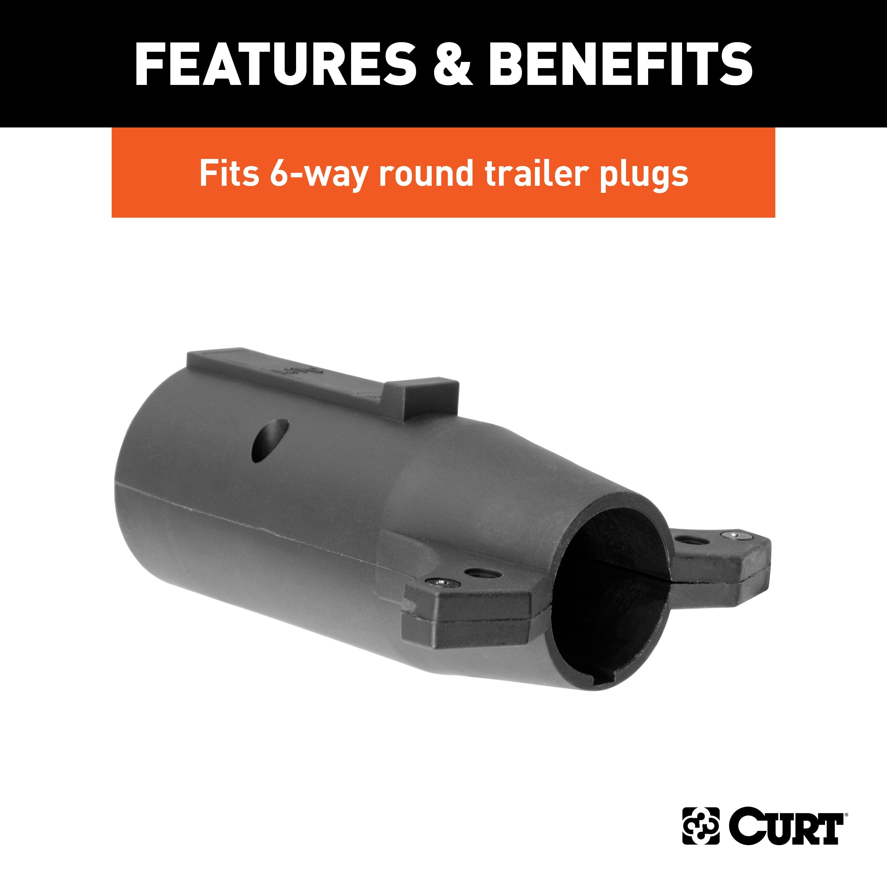CURT 7-Way RV Blade Vehicle-Side to 6-Way Round Trailer Wiring Adapter, Center Pin Auxiliary Power Model 57260