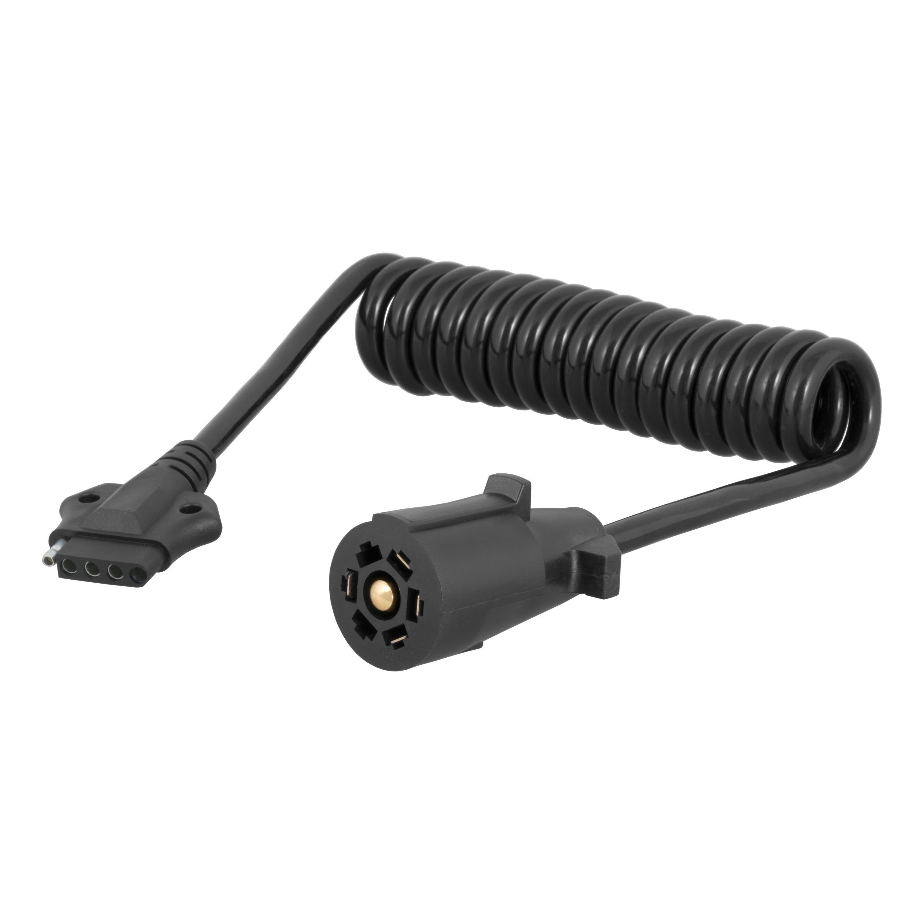 CURT 5-Foot 7-Way RV Blade Vehicle-Side to 5-Way Flat Trailer Wiring Adapter Extension Harness Model 57281
