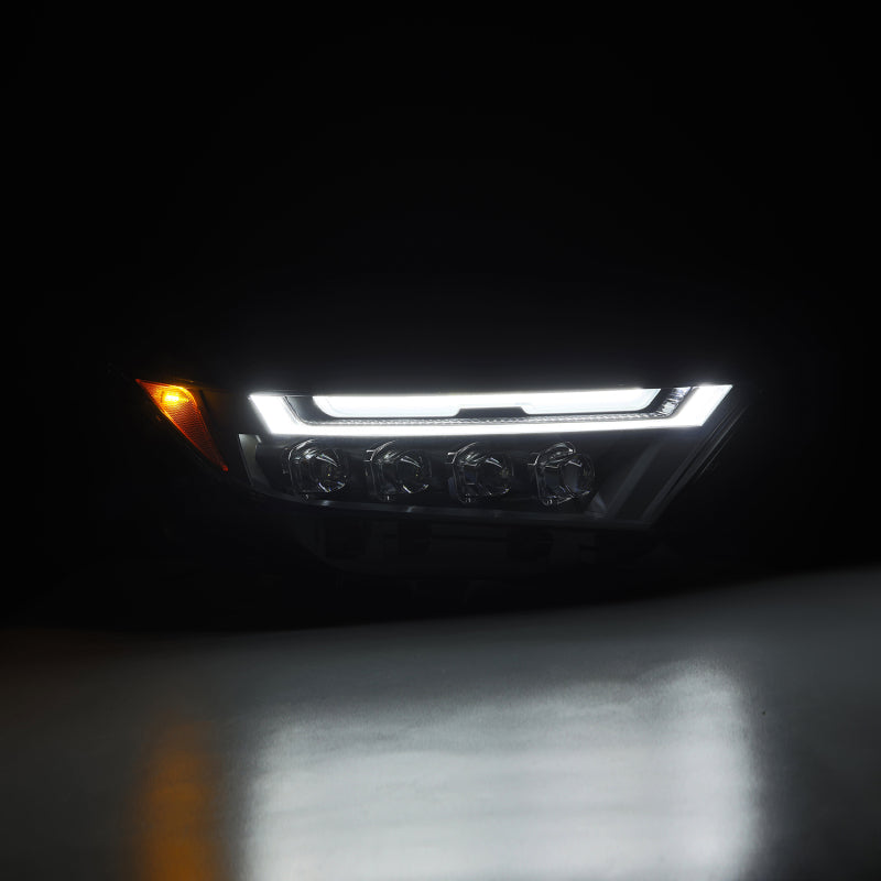 AlphaRex NOVA LED projector headlights for 2019-2023 Toyota RAV4, featuring a sleek black design and bright illumination.