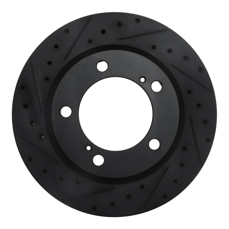 R1 08-21 Lexus LX570 Front Left Drilled & Slotted Black Brake Rotor