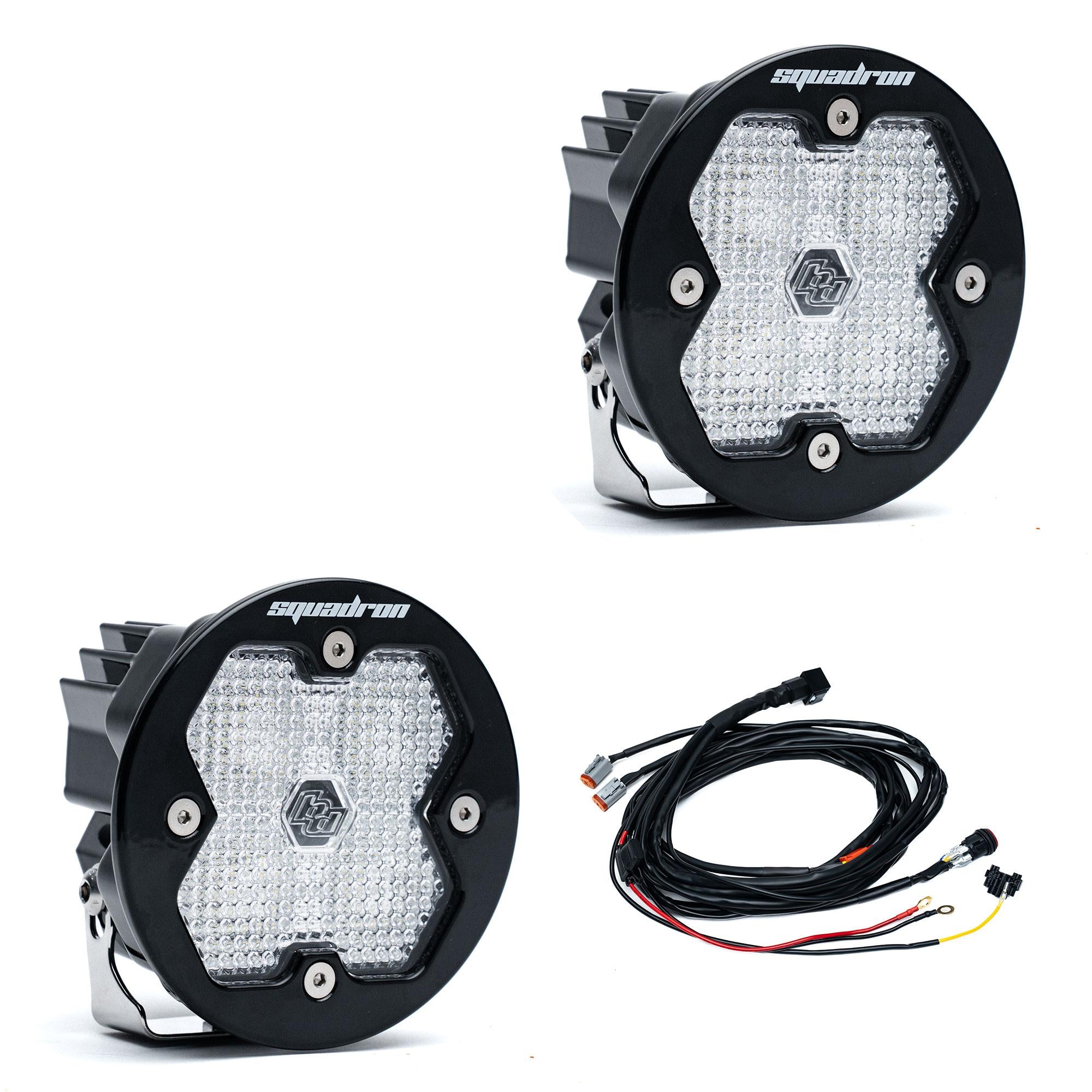 Squadron-R 2.0 Sport Black LED Auxiliary Light Pod Pair Universal Clear Baja Designs