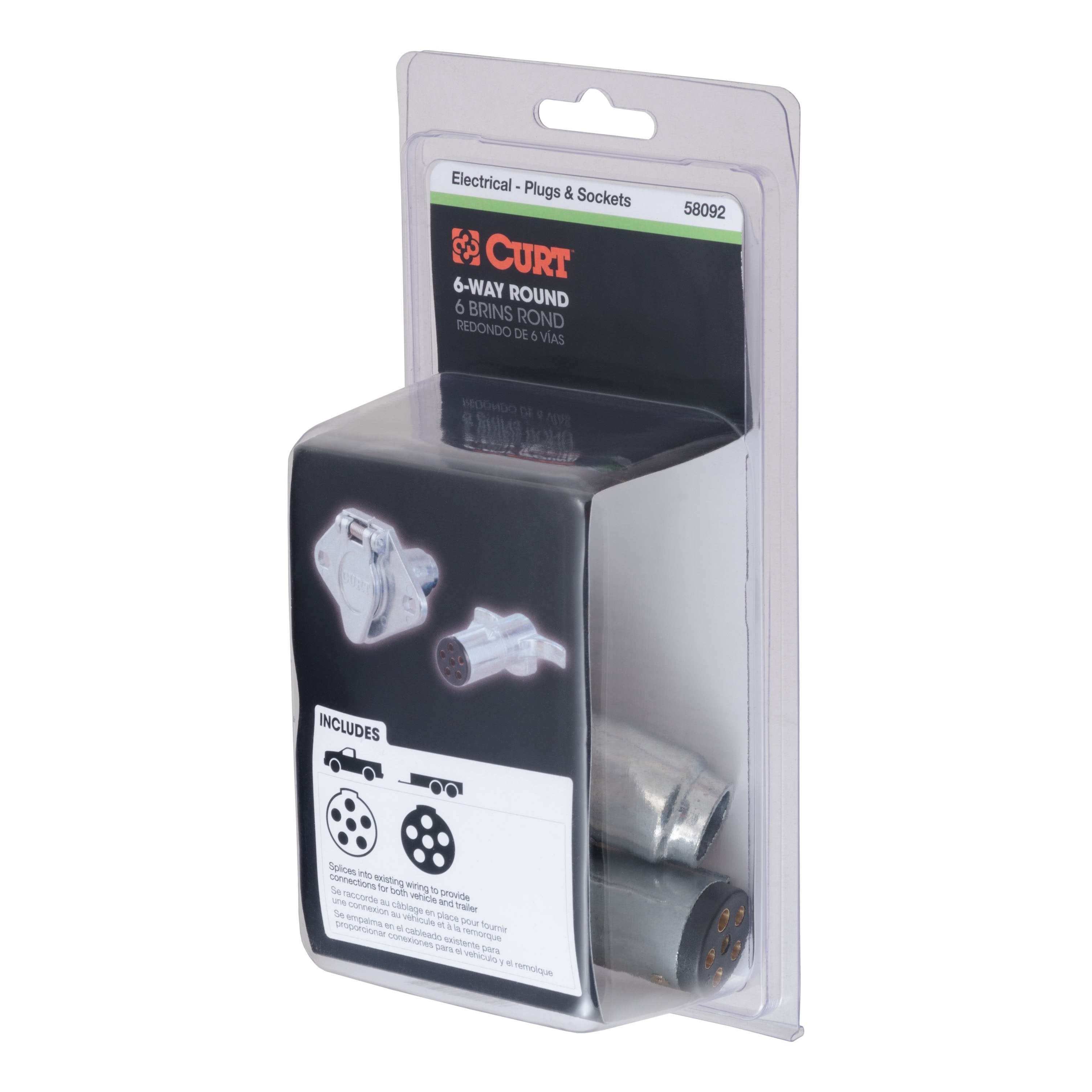 CURT Vehicle-Side and Trailer-Side 6-Pin Round Wiring Harness Connectors Model 58092
