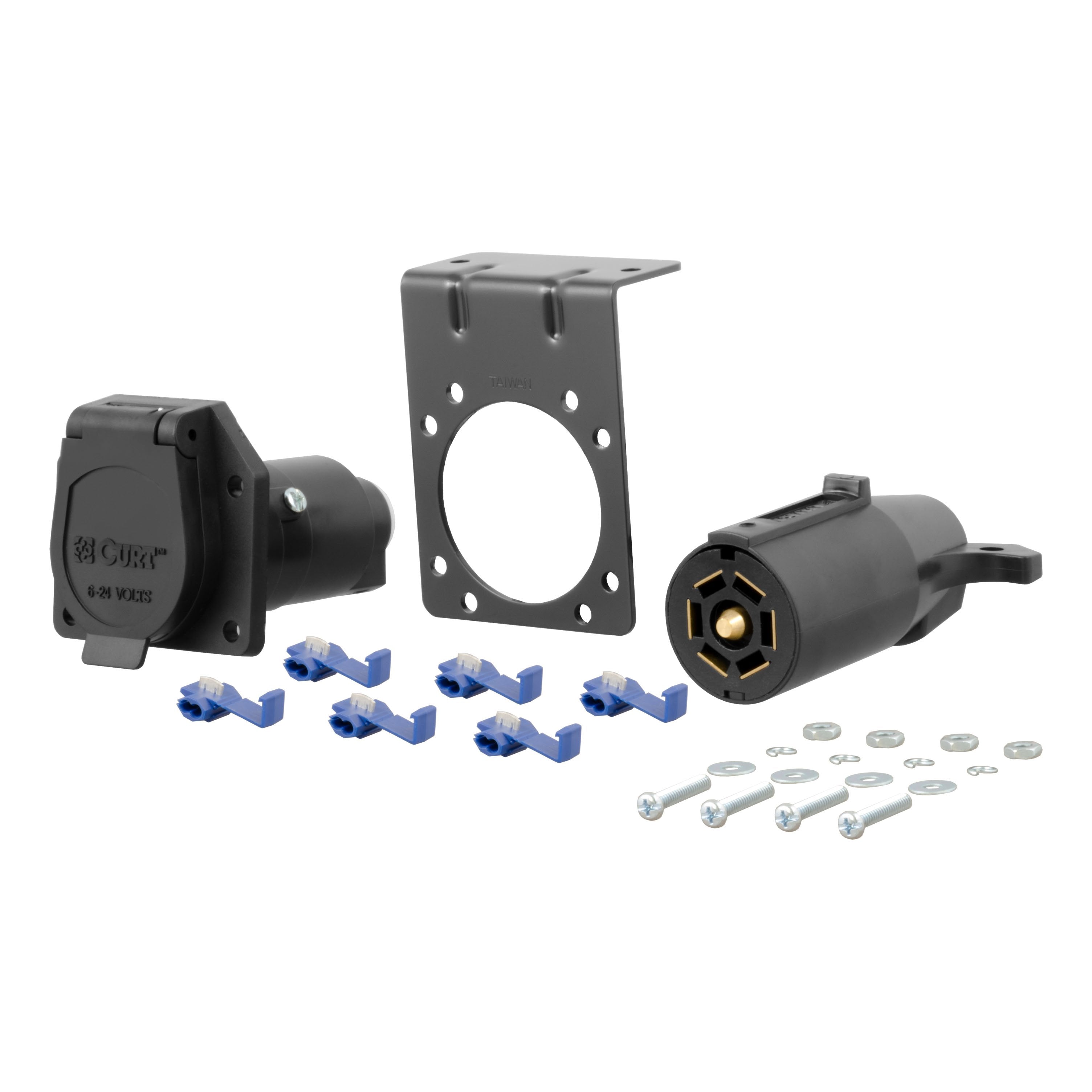 CURT Vehicle-Side and Trailer-Side 7-Pin RV Blade Wiring Harness Connectors Model 58152
