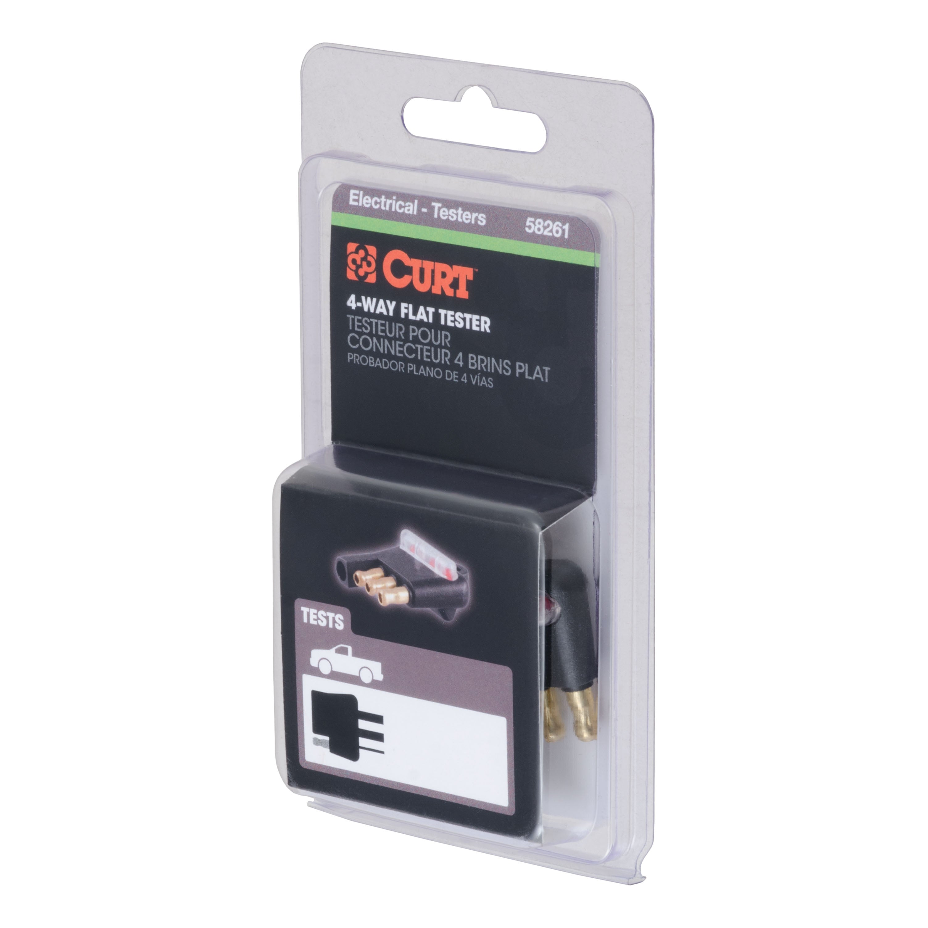 CURT 4-Pin Flat Trailer Wiring Towing Vehicle Socket Tester Model 58261