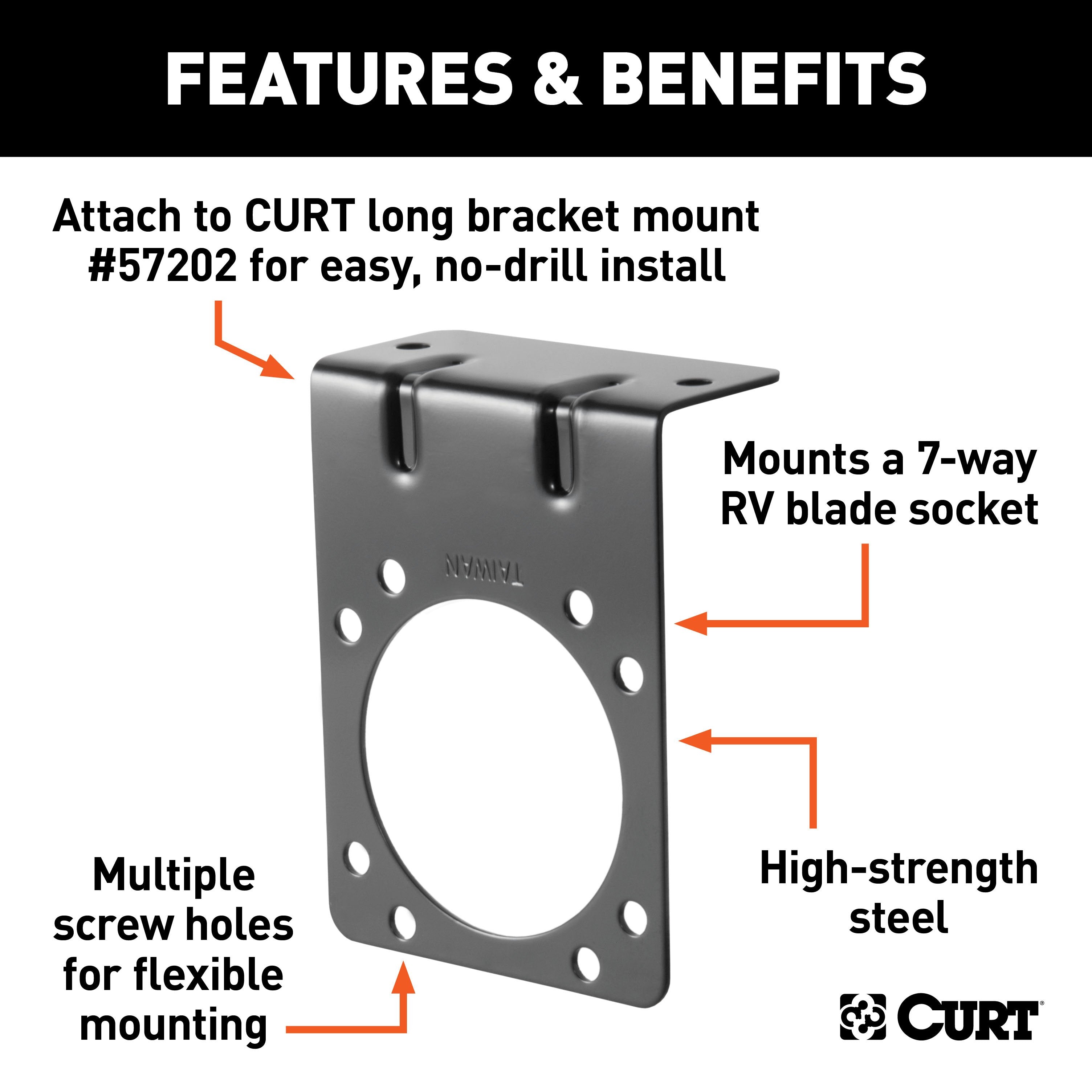 CURT Vehicle-Side Trailer Wiring Harness Mounting Bracket for 7-Way RV Blade Model 58291