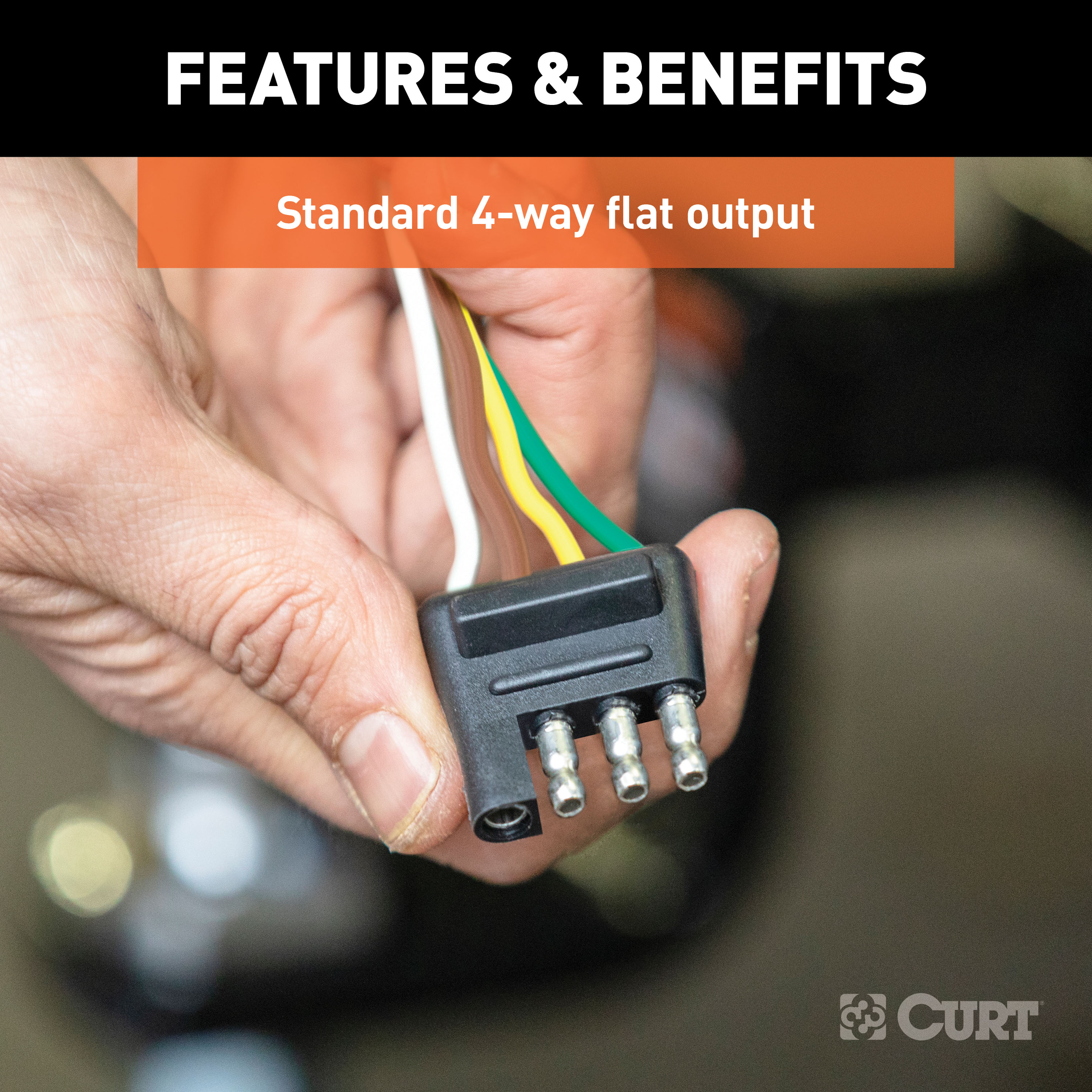 CURT Trailer-Side 4-Pin Flat Wiring Harness with 48-Inch Wires Model 58349