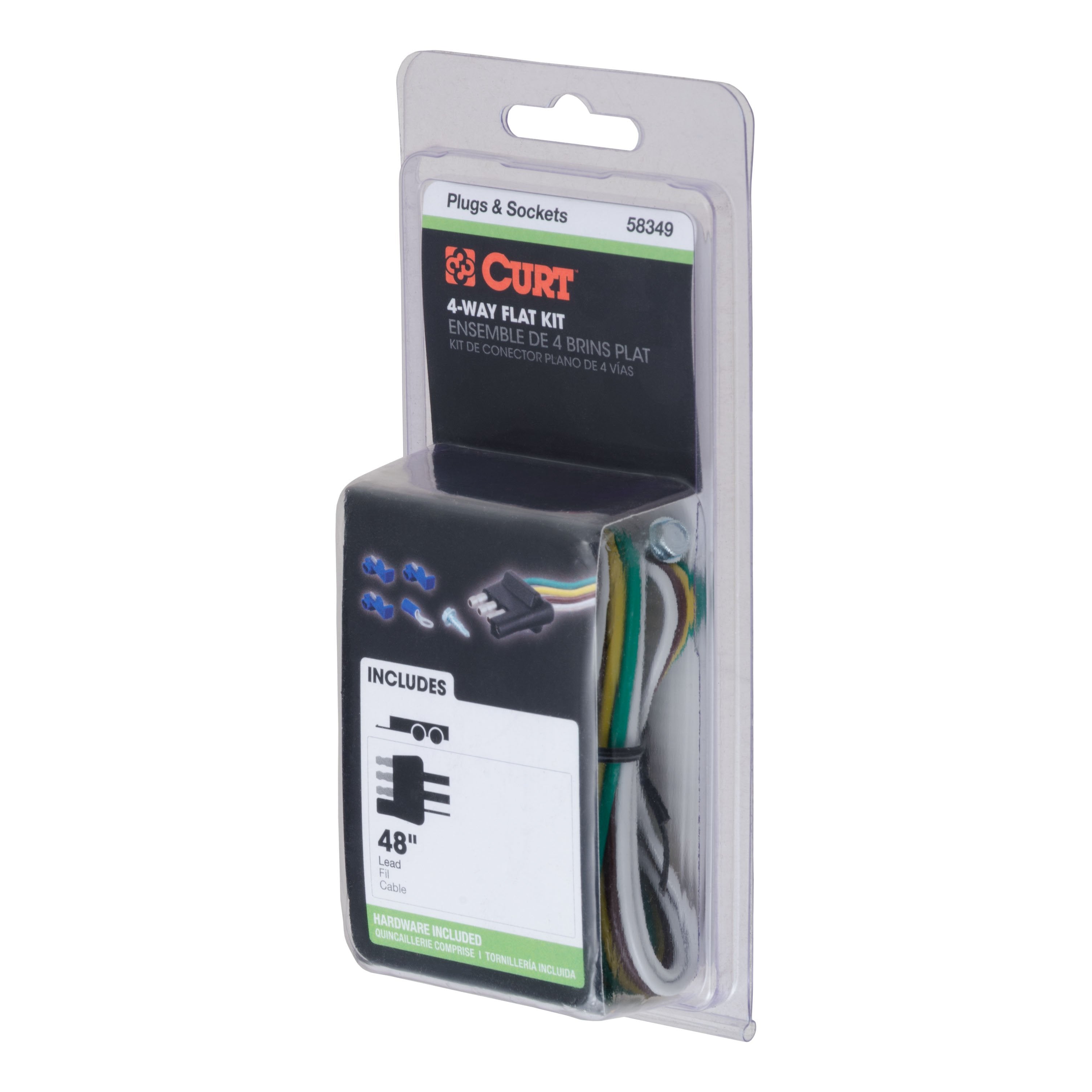 CURT Trailer-Side 4-Pin Flat Wiring Harness with 48-Inch Wires Model 58349