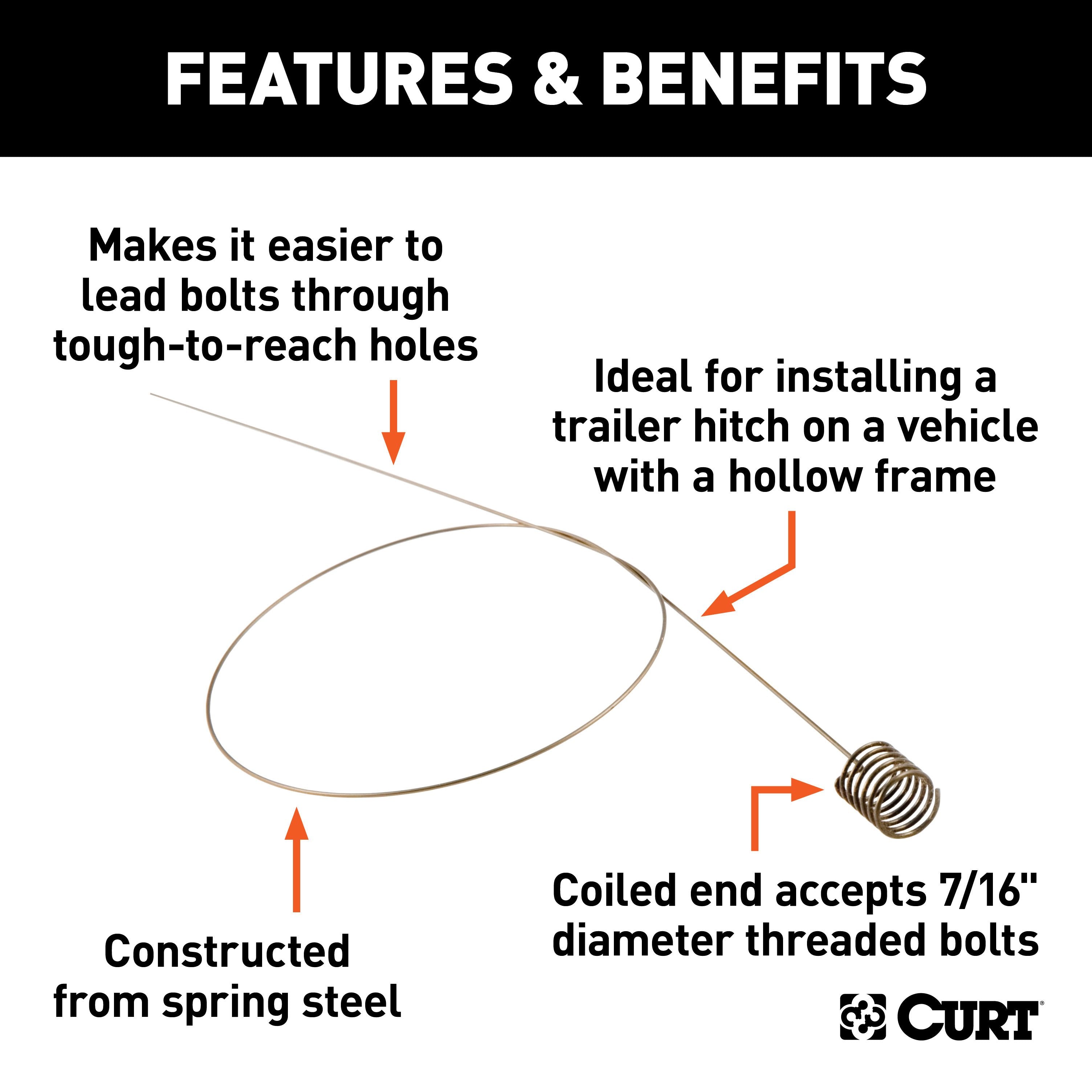 CURT 18-Inch Trailer Hitch Fish Wire for 7/16-Inch Diameter Bolts Model 58410