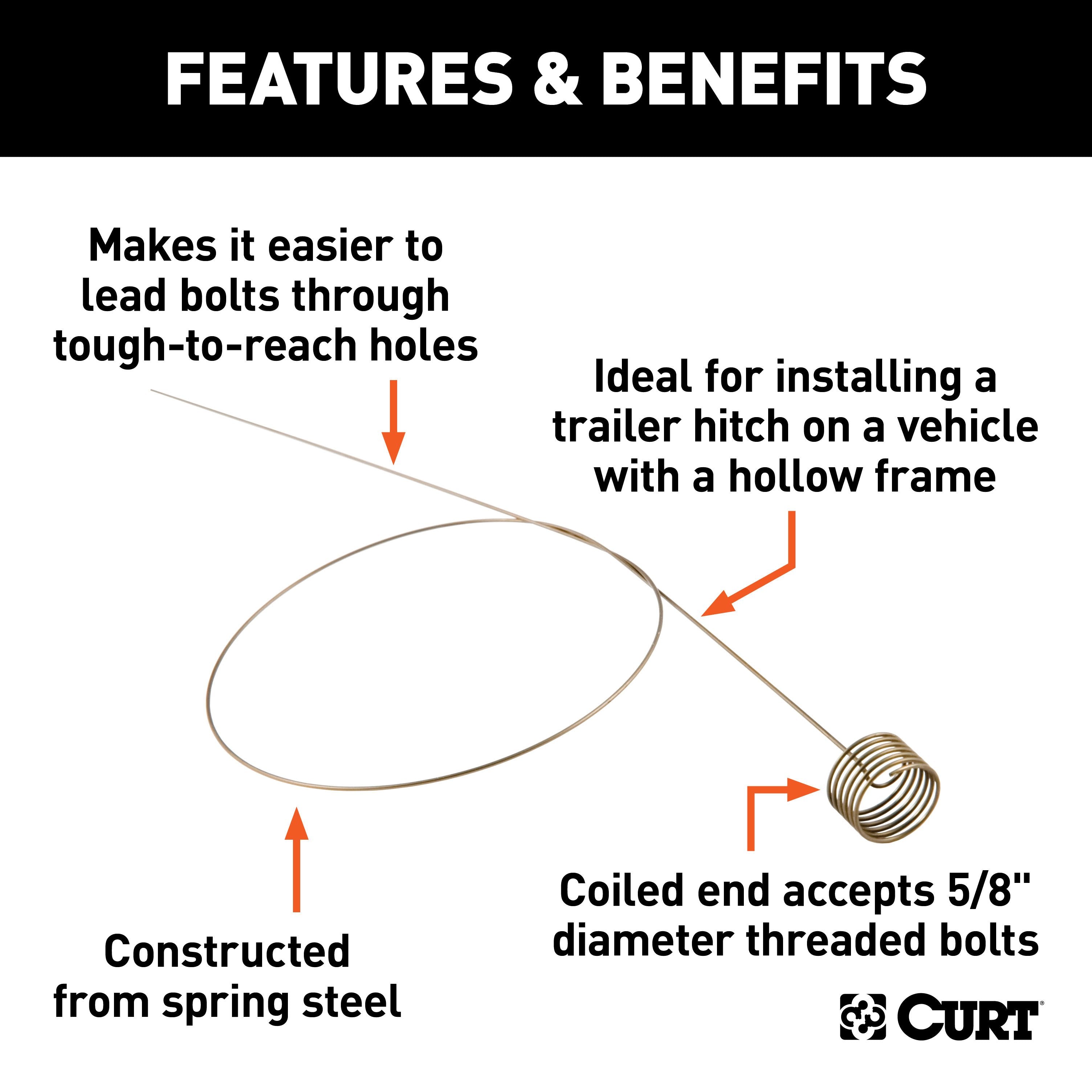 CURT 18-Inch Trailer Hitch Fish Wire for 5/8-Inch Diameter Bolts Model 58430