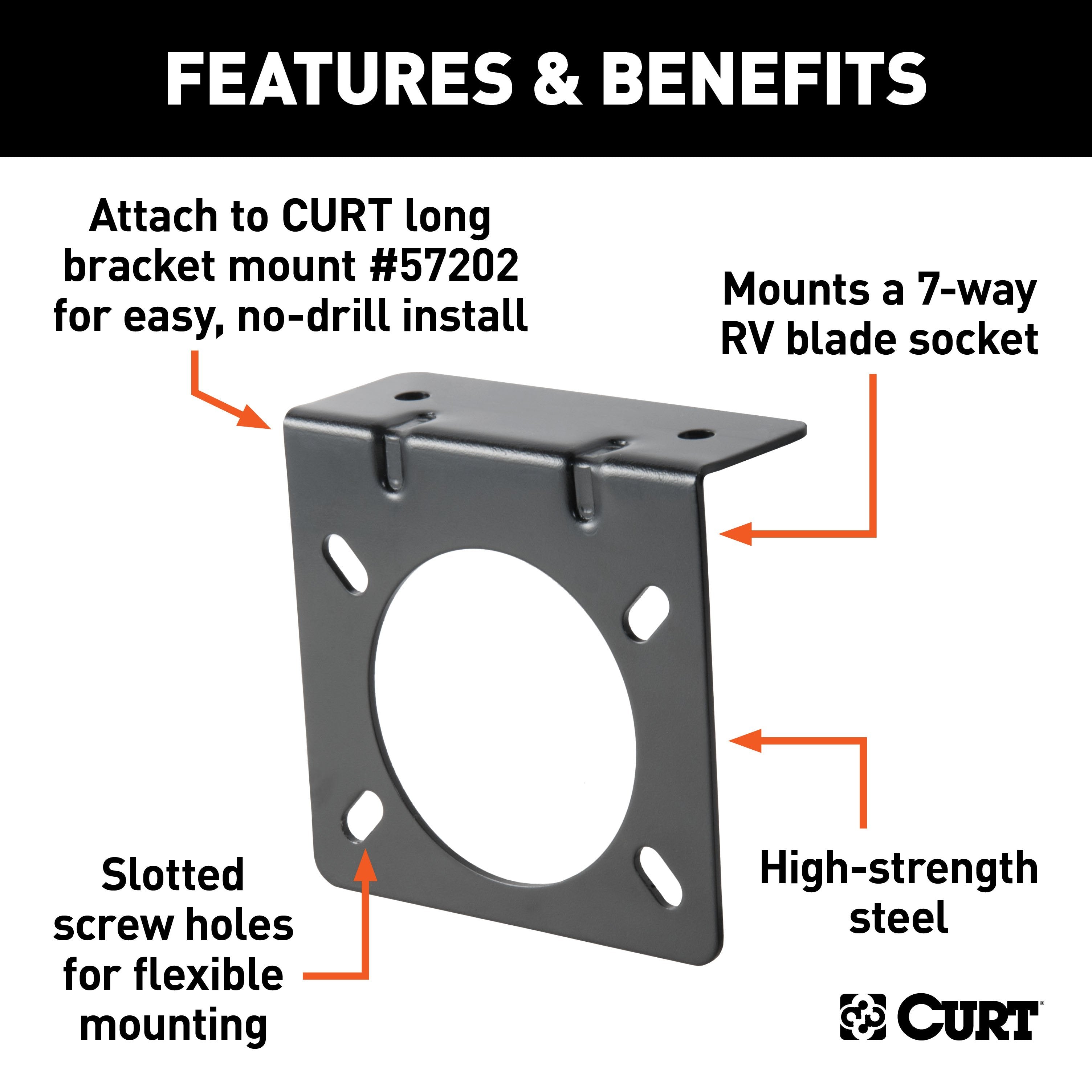 CURT Vehicle-Side Trailer Wiring Harness Mounting Bracket for 7-Pin USCAR Factory Socket on Ford, GM or Nissan Model 58520