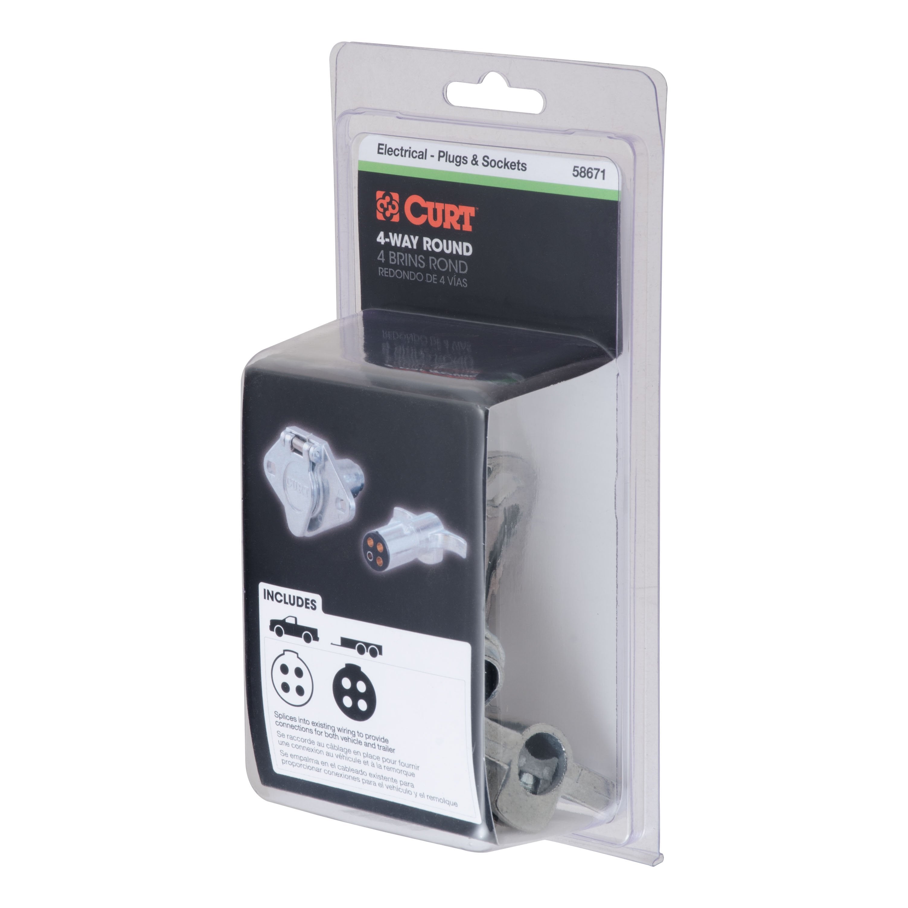 CURT Vehicle-Side and Trailer-Side 4-Pin Round Wiring Harness Connectors Model 58671