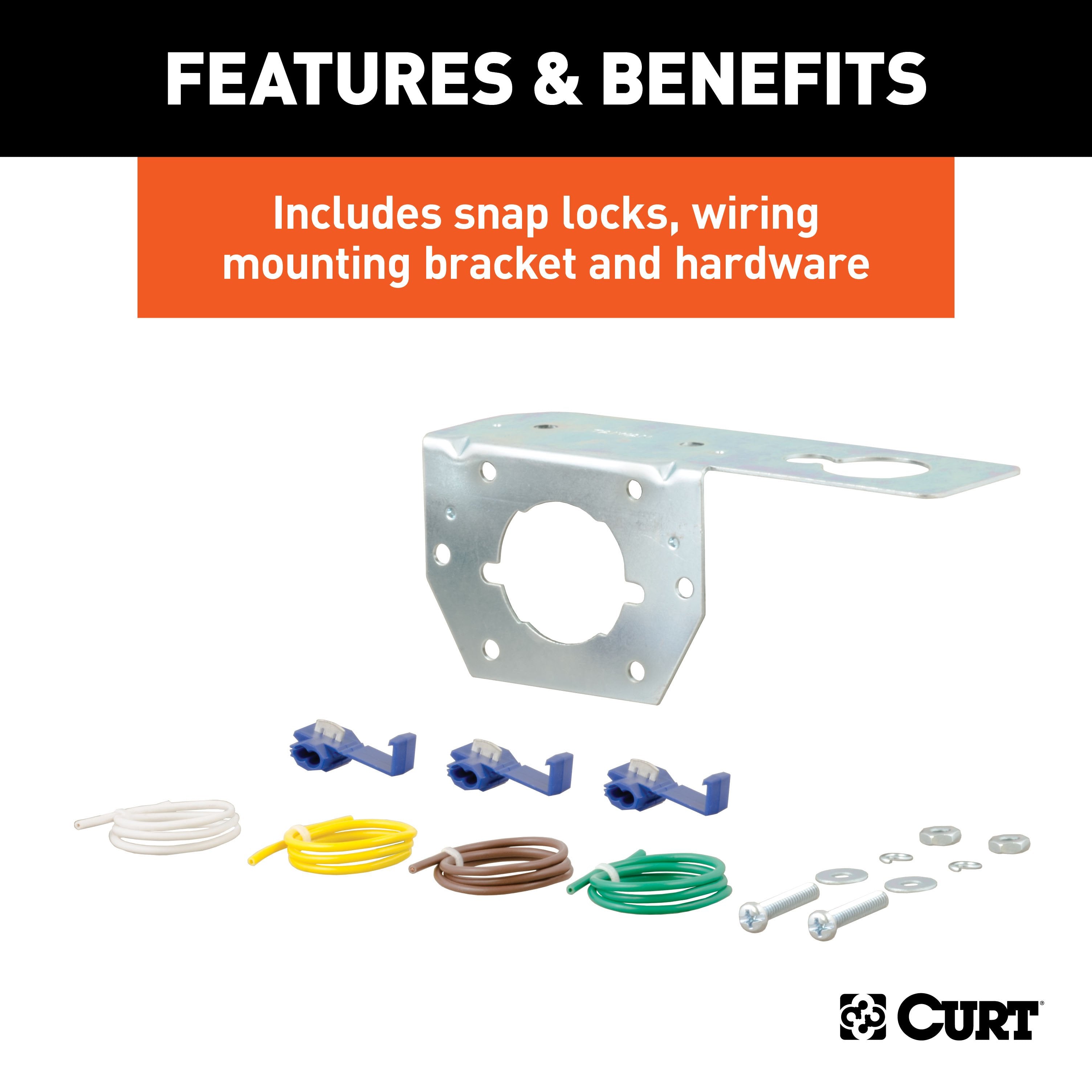 CURT Vehicle-Side and Trailer-Side 4-Pin Round Wiring Harness Connectors Model 58677