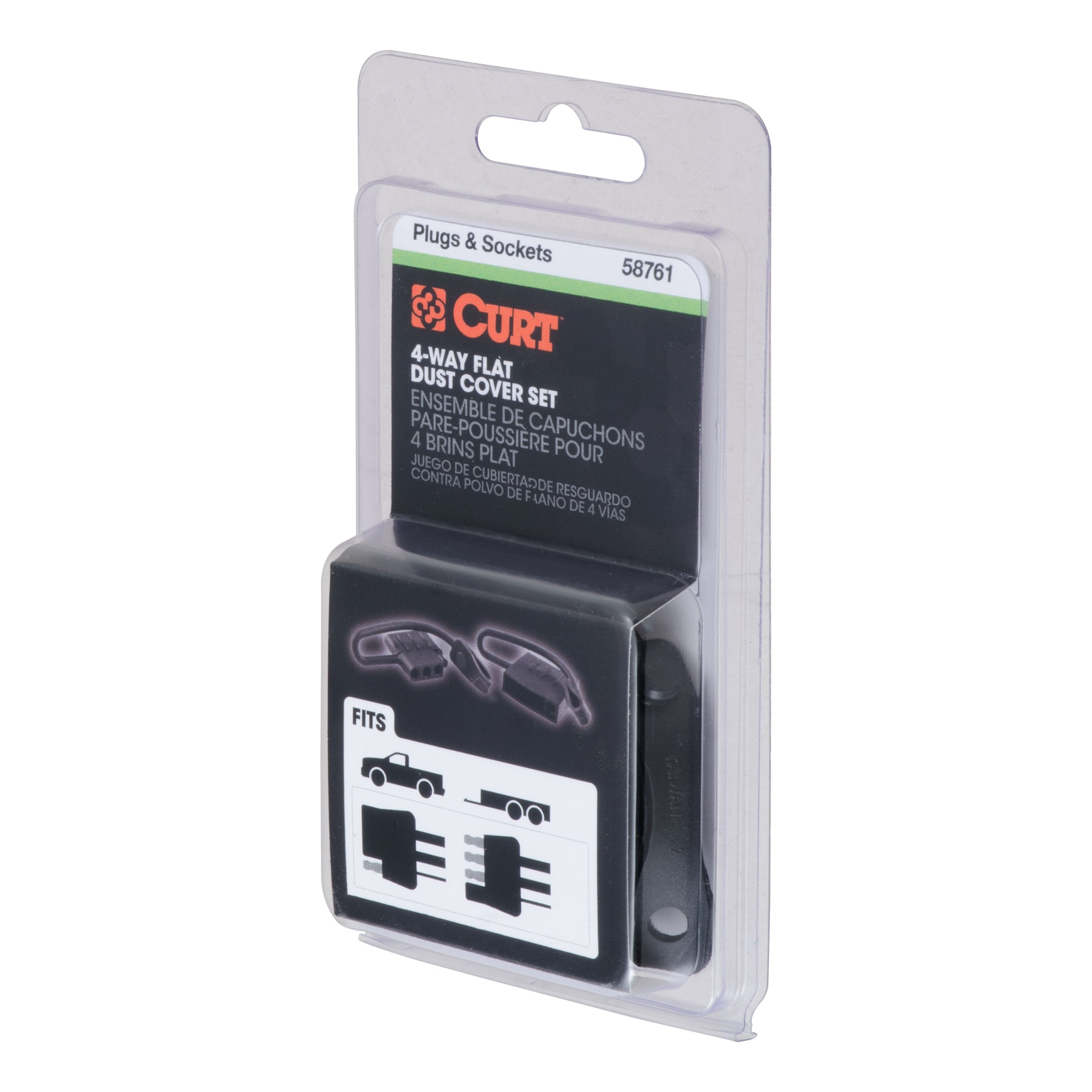 CURT Vehicle and Trailer-Side 4-Pin Flat Wiring Harness Dust Covers, 2-Pack Model 58761