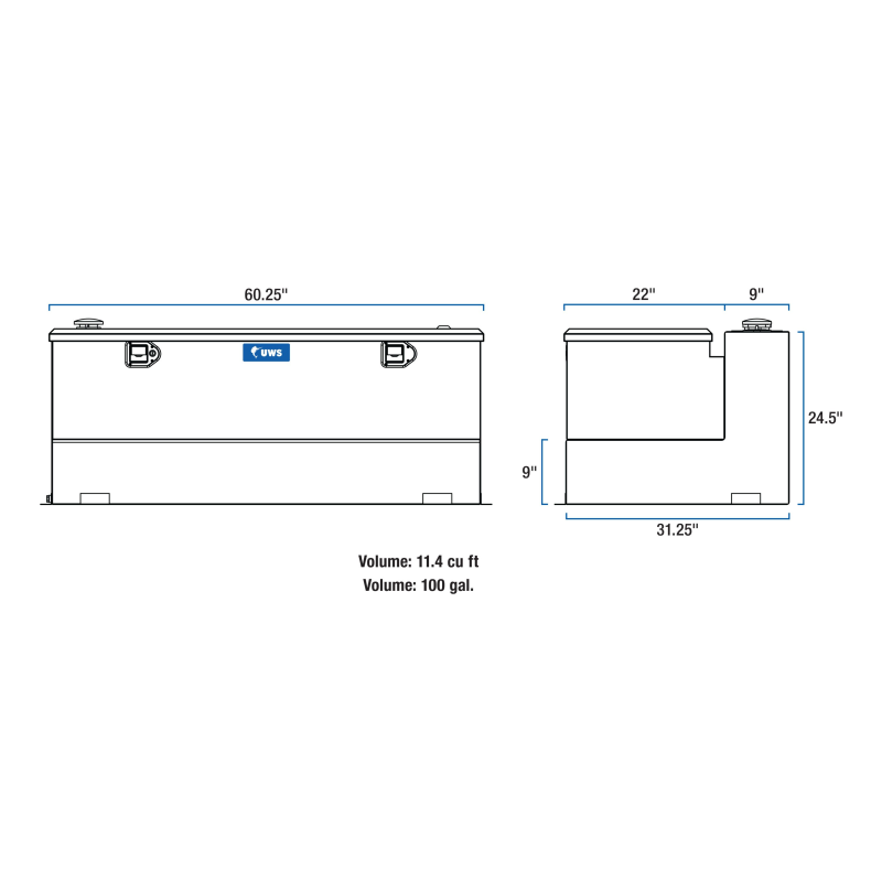 UWS Bright Aluminum Transfer Tank Model TT-100-COMBO
