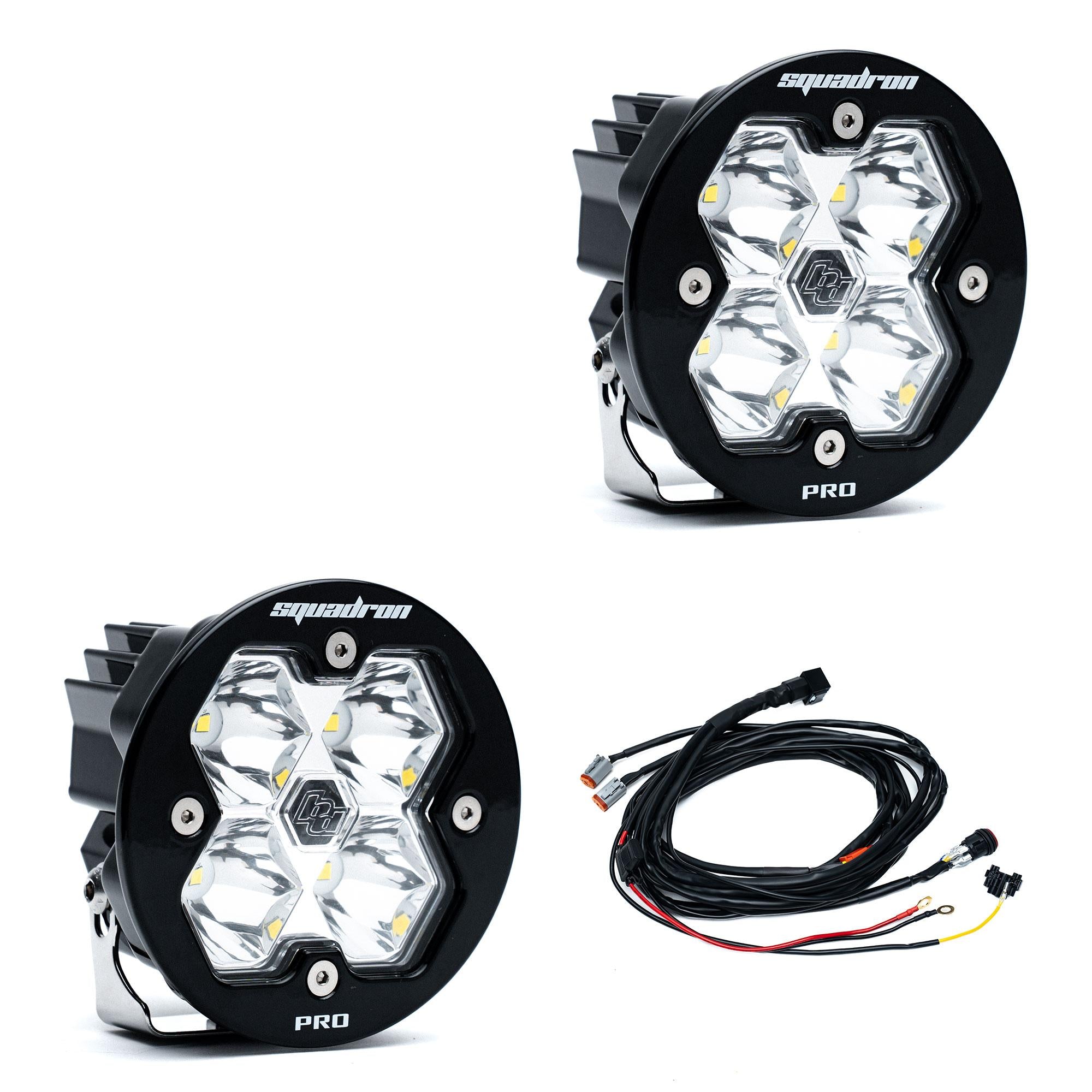 Squadron-R 2.0 Pro Black LED Auxiliary Light Pod Pair Universal Clear Baja Designs