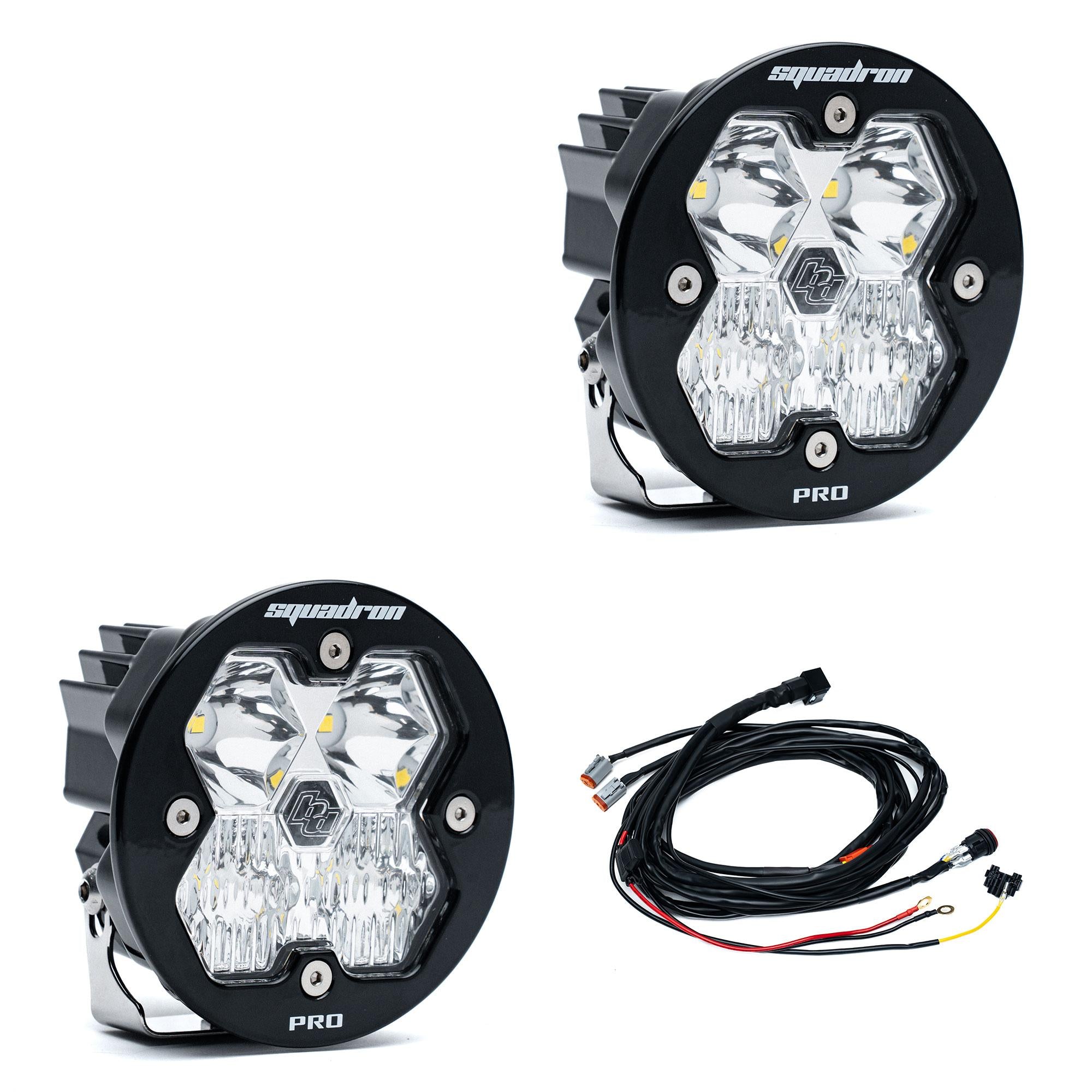 Squadron-R 2.0 Pro Black LED Auxiliary Light Pod Pair Universal Clear Baja Designs