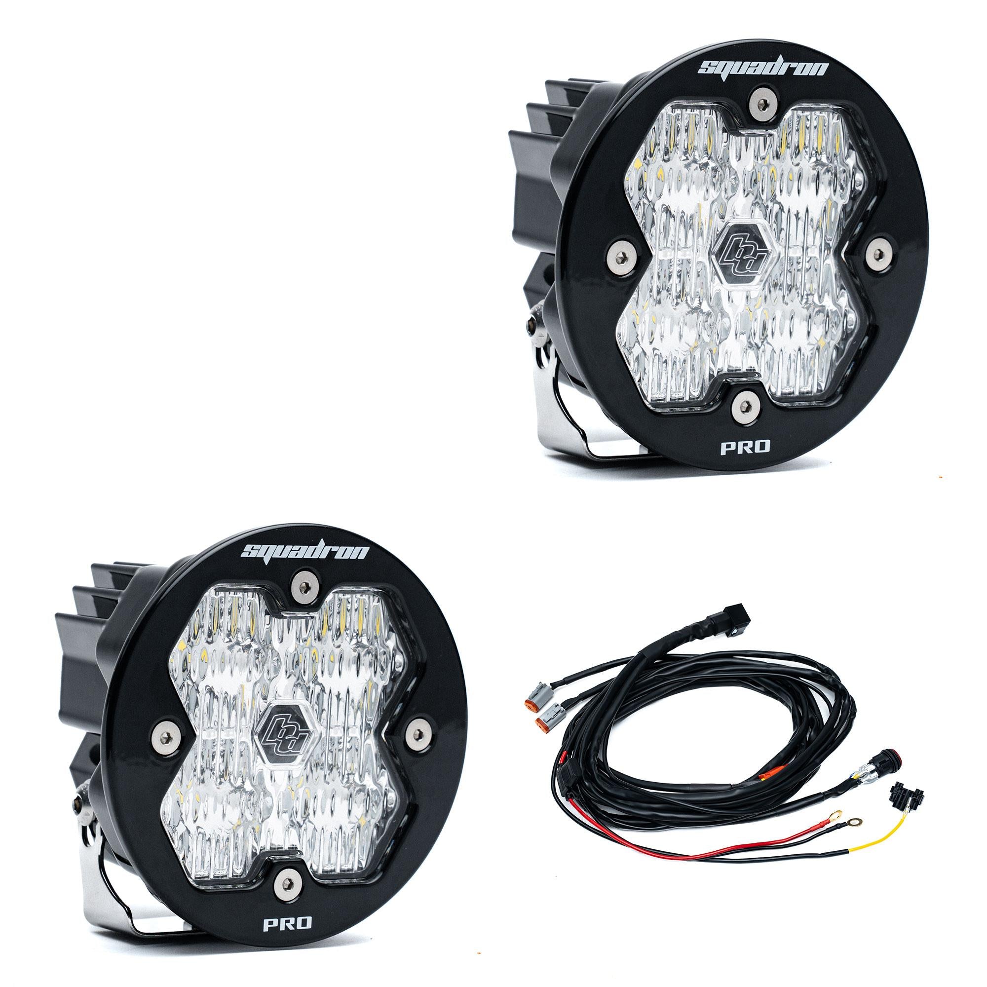 Squadron-R 2.0 Pro Black LED Auxiliary Light Pod Pair Universal Clear Baja Designs