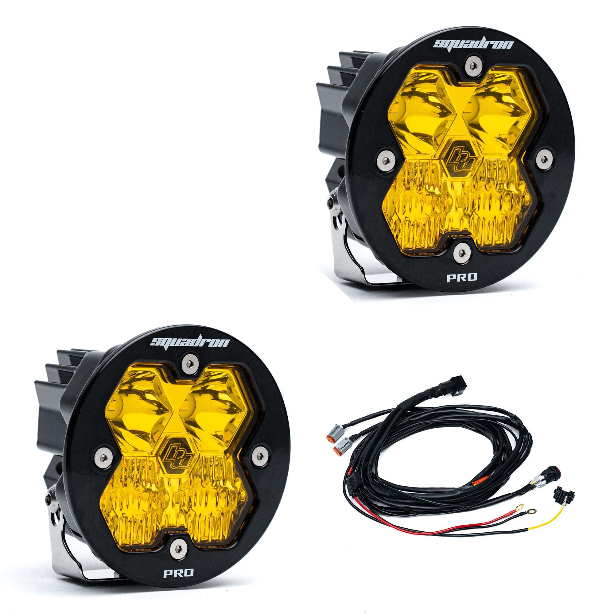 Squadron-R 2.0 Pro Black LED Auxiliary Light Pod Pair Universal Baja Amber Baja Designs