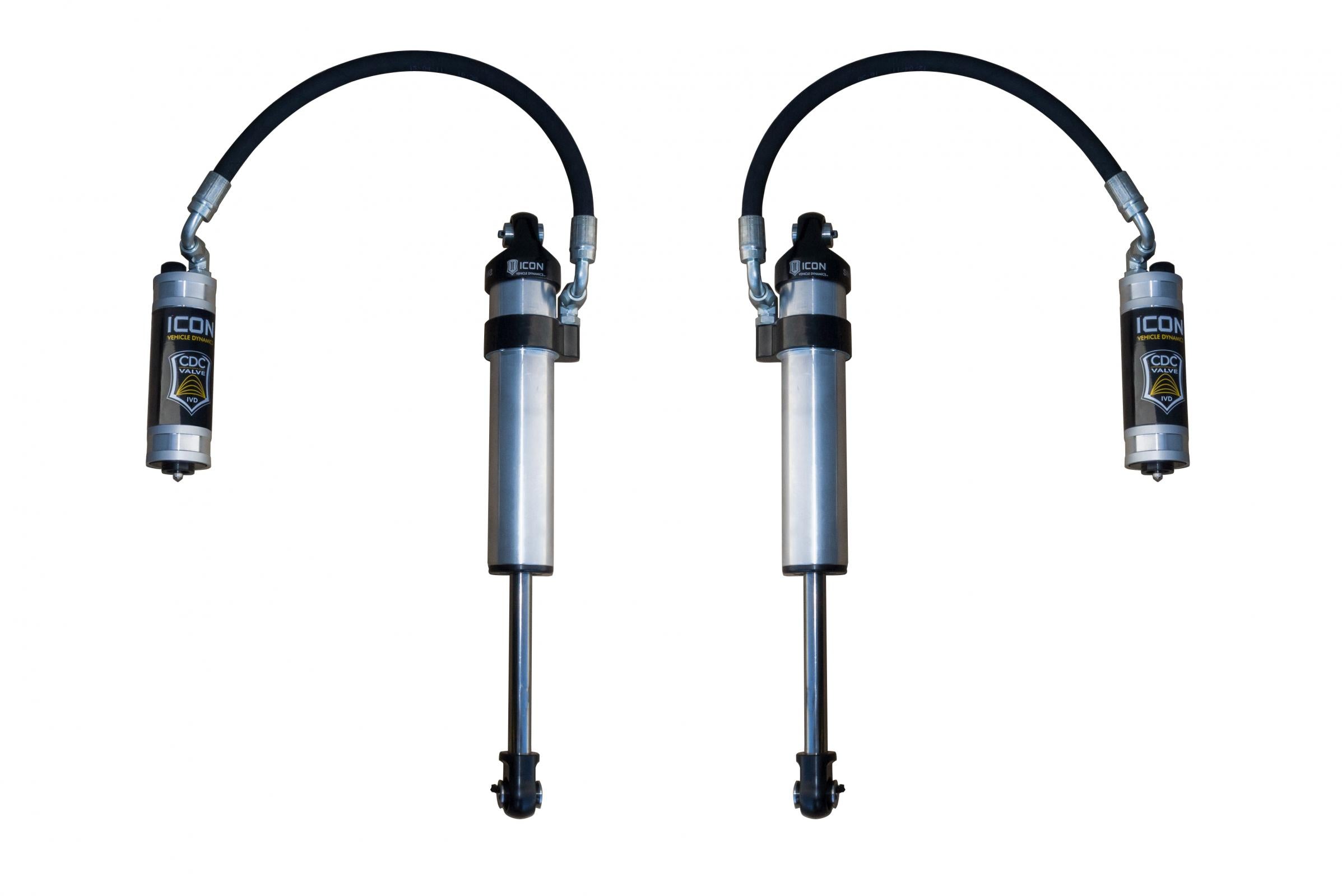 2003-2024 Toyota 4Runner 2005-2023 Toyota Tacoma 2007-2014 Toyota FJ Cruiser Front 2.5 Vs Stock Width Remote Reservoir W/CDCV Secondary Shocks Pair Icon Vehicle Dynamics