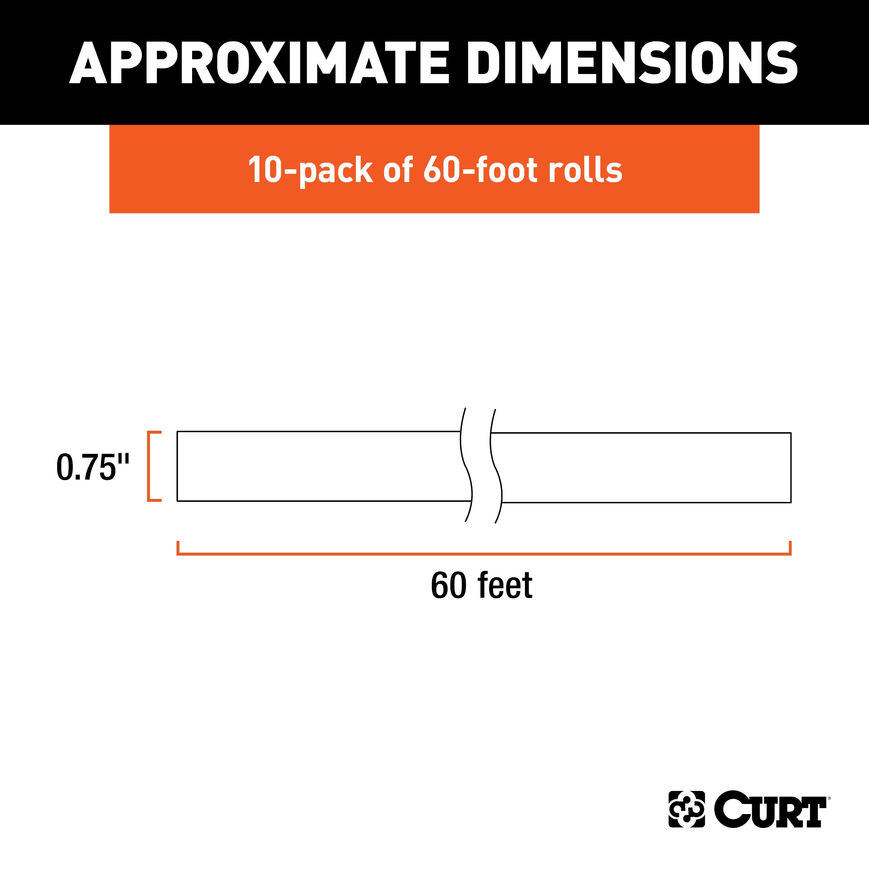 CURT Black Electrical Tape, 7 Mil, 3/4-Inch x 60-Foot Rolls, 10-Pack Model 59740