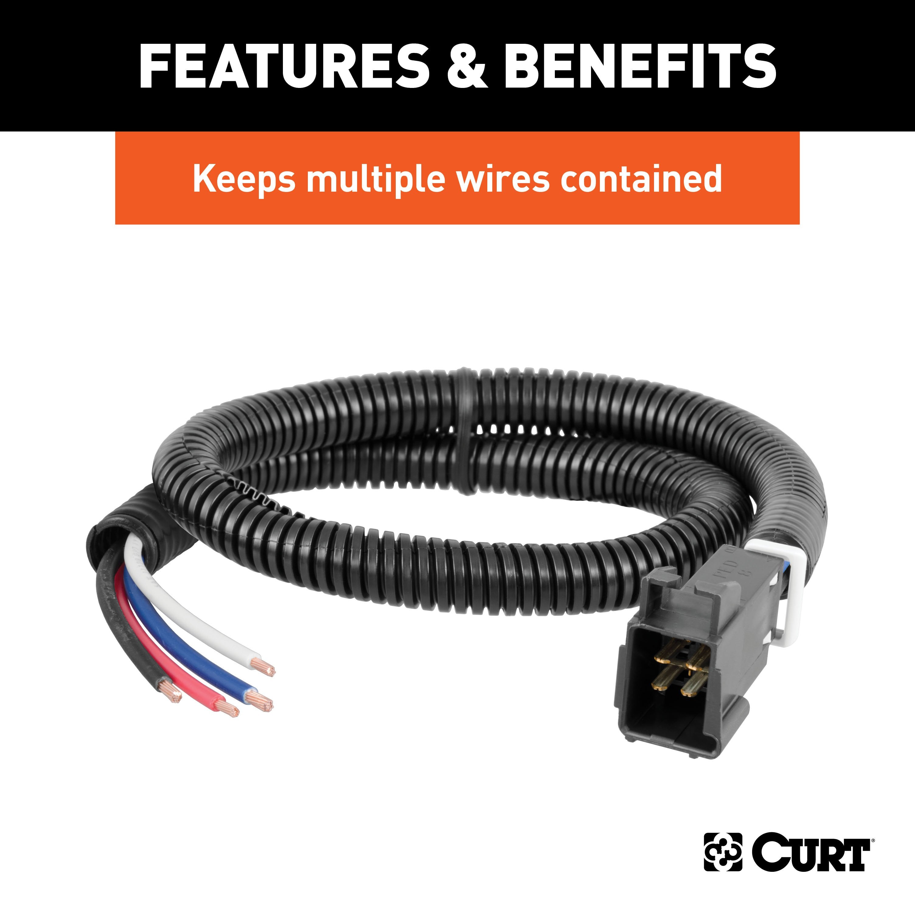 CURT 3/8-Inch x 25-Foot Black Plastic Automotive Trailer Wire Protection Sleeve Wrap Model 59825