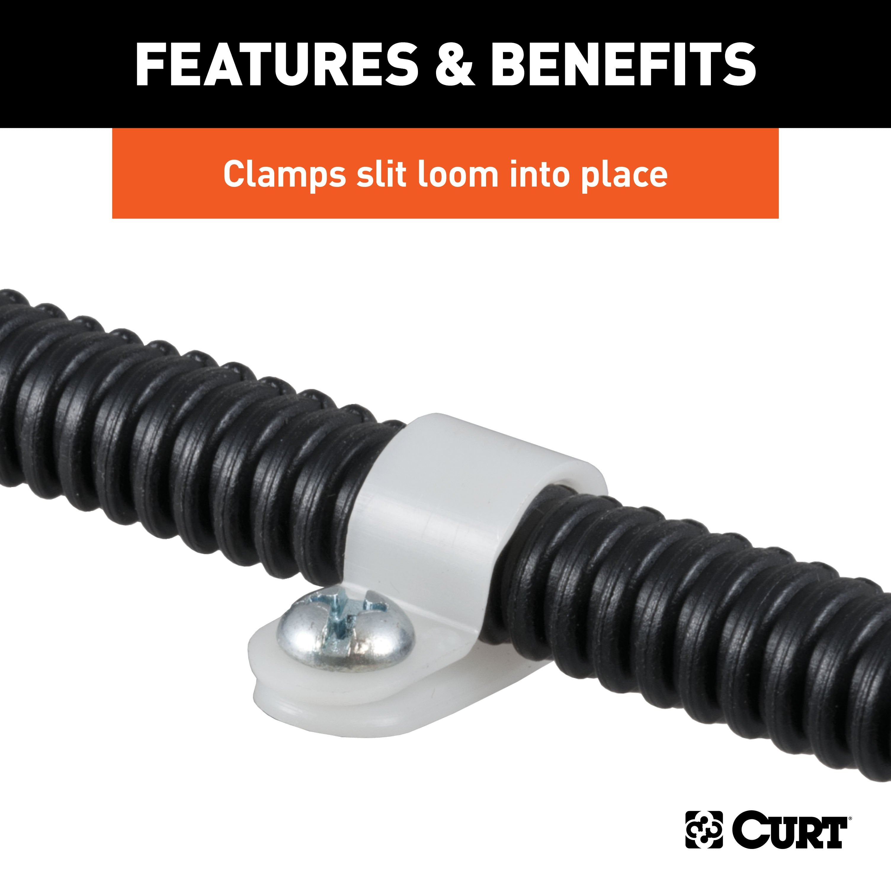 CURT 3/8-Inch Convoluted Slit Loom Wire Protection Tube Clamps, 25-Pack Model 59828