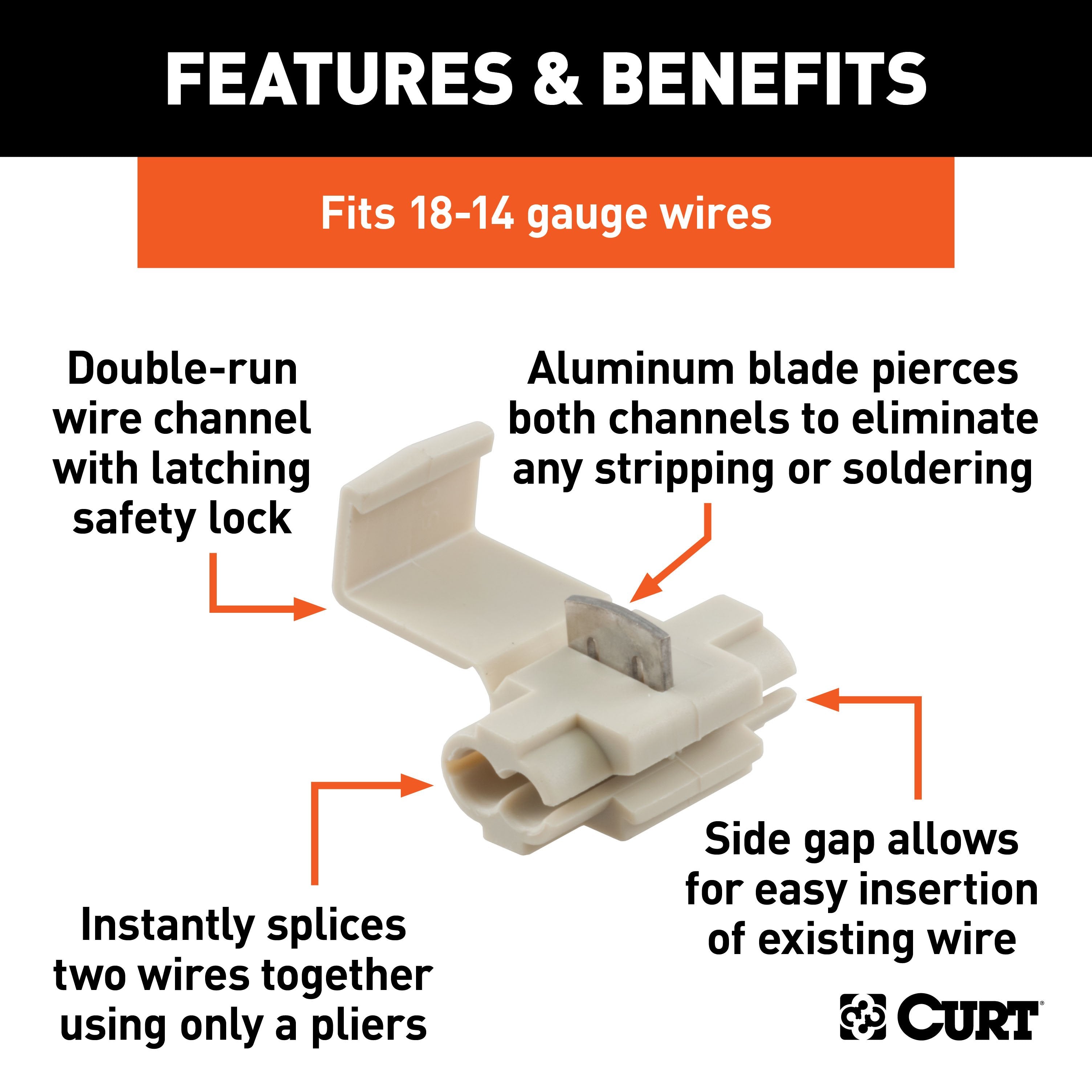 CURT 18-14 Gauge White Scotch Snap Lock Wire Connectors, 100-Pack Model 59906