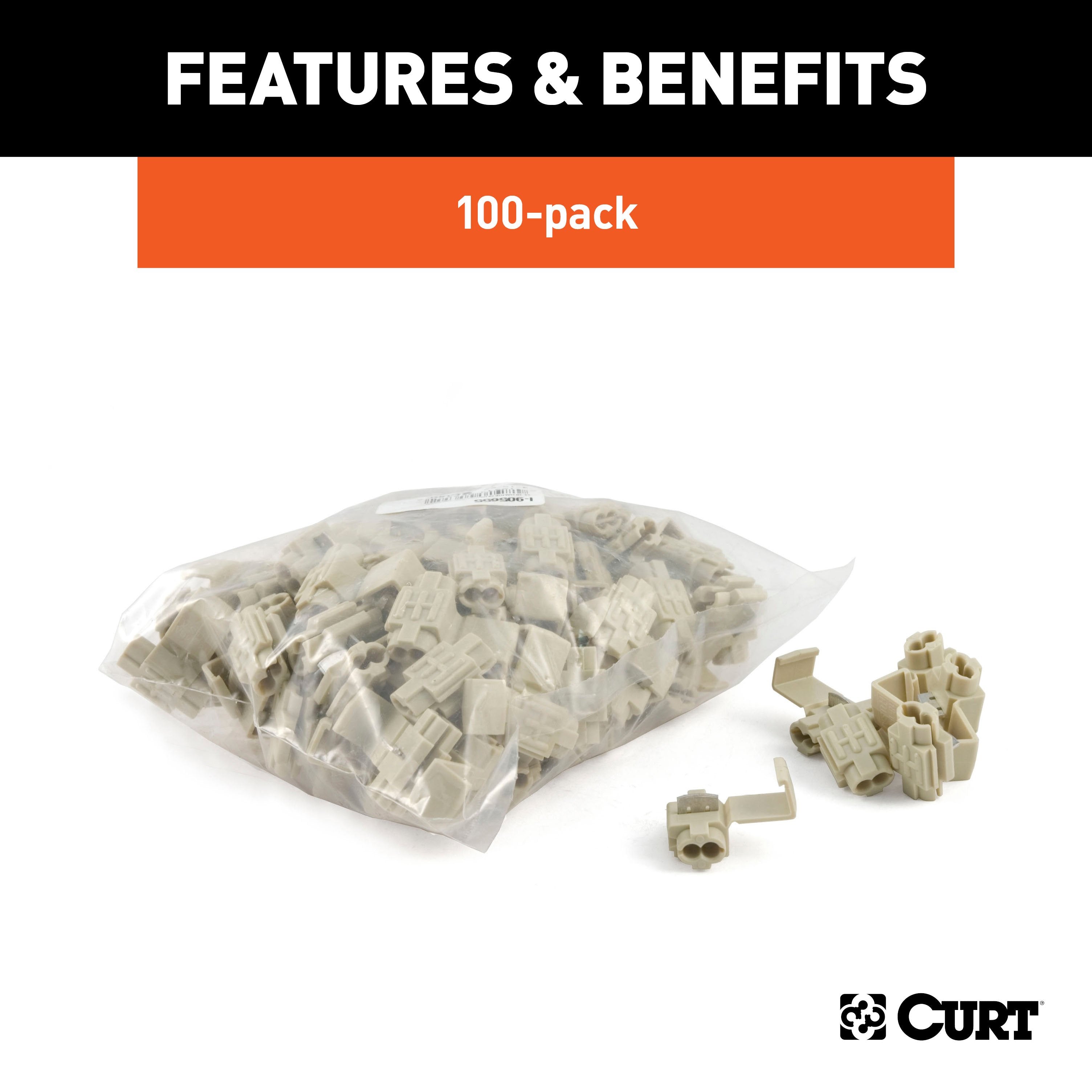 CURT 18-14 Gauge White Scotch Snap Lock Wire Connectors, 100-Pack Model 59906