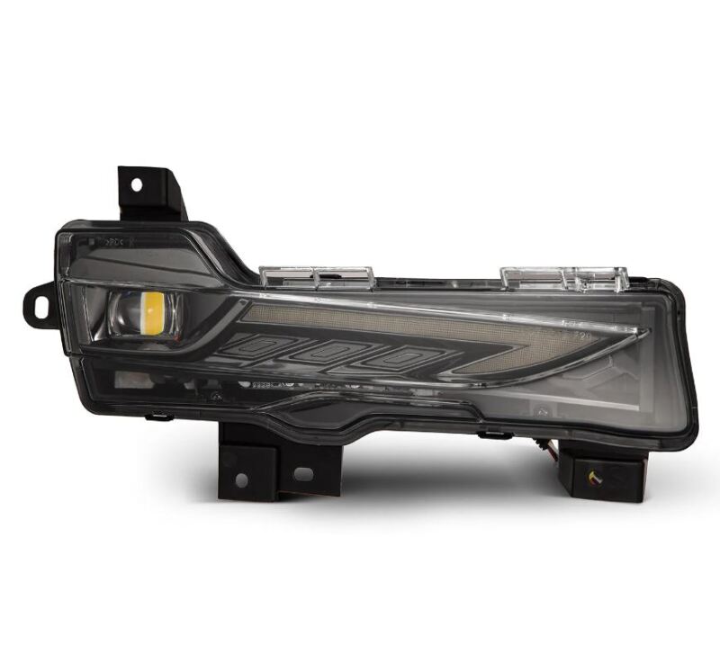 AlphaRex dual color LED projector fog lights for 2017-2023 Tesla Model 3 and 2020-2024 Model Y, featuring a sleek design.
