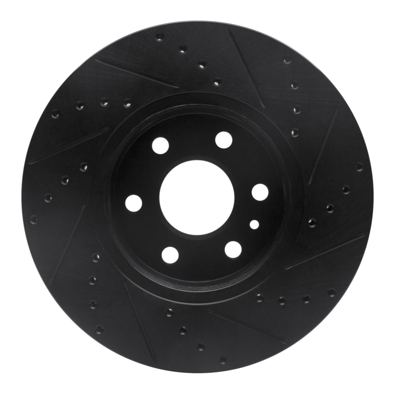 R1 15-20 Chevrolet Colorado Front Left Drilled & Slotted Black Brake Rotor