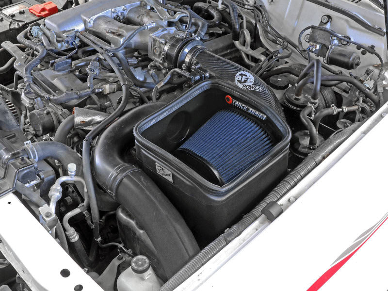 afe Track Series Open Element Intake for Nissan Patrol Y61 17-24 L6-4.8L installed in an engine bay, showcasing performance design.