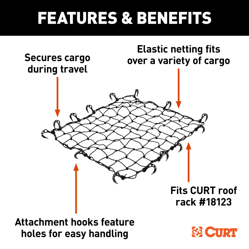 CURT 44" x 36" Elastic Cargo Net for Roof Basket Model 18218