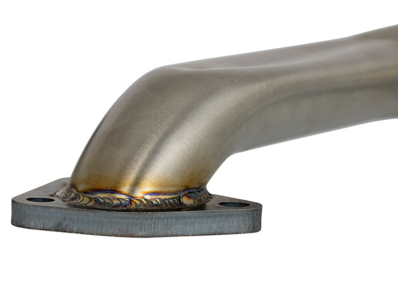 AFE Twisted Steel Up-Pipe for GM Diesel Trucks 01-04 V8-6.6L LB7, showcasing high-quality welds and durable construction.