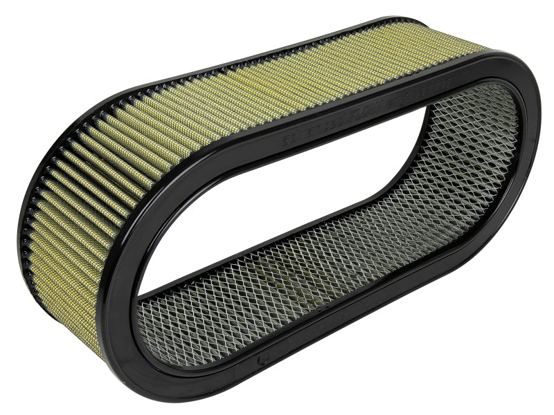 Custom air filter by AFE Magnum FLOW, measuring 18-1/8 inches long, 7-1/4 inches wide, and 5 inches high, featuring expanded metal.