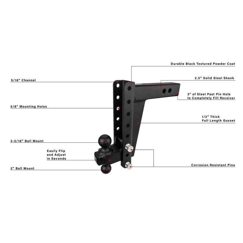 BulletProof Hitches 2.5" Heavy Duty 10" Drop/Rise Hitch Model HD2510