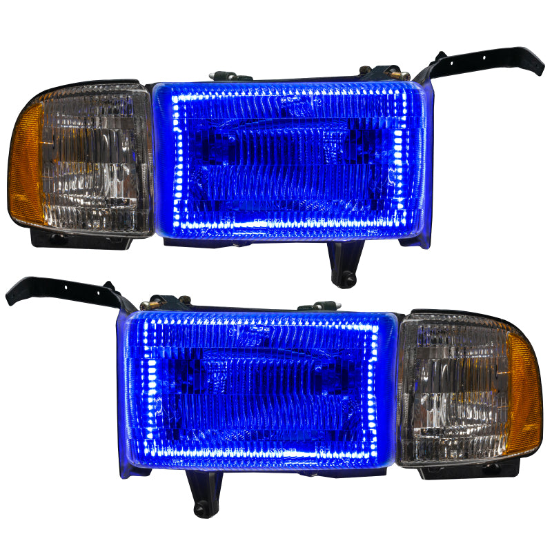 Oracle 94-02 Dodge Ram Pre-Assembled Halo Headlights - ColorSHIFT w/o Controller