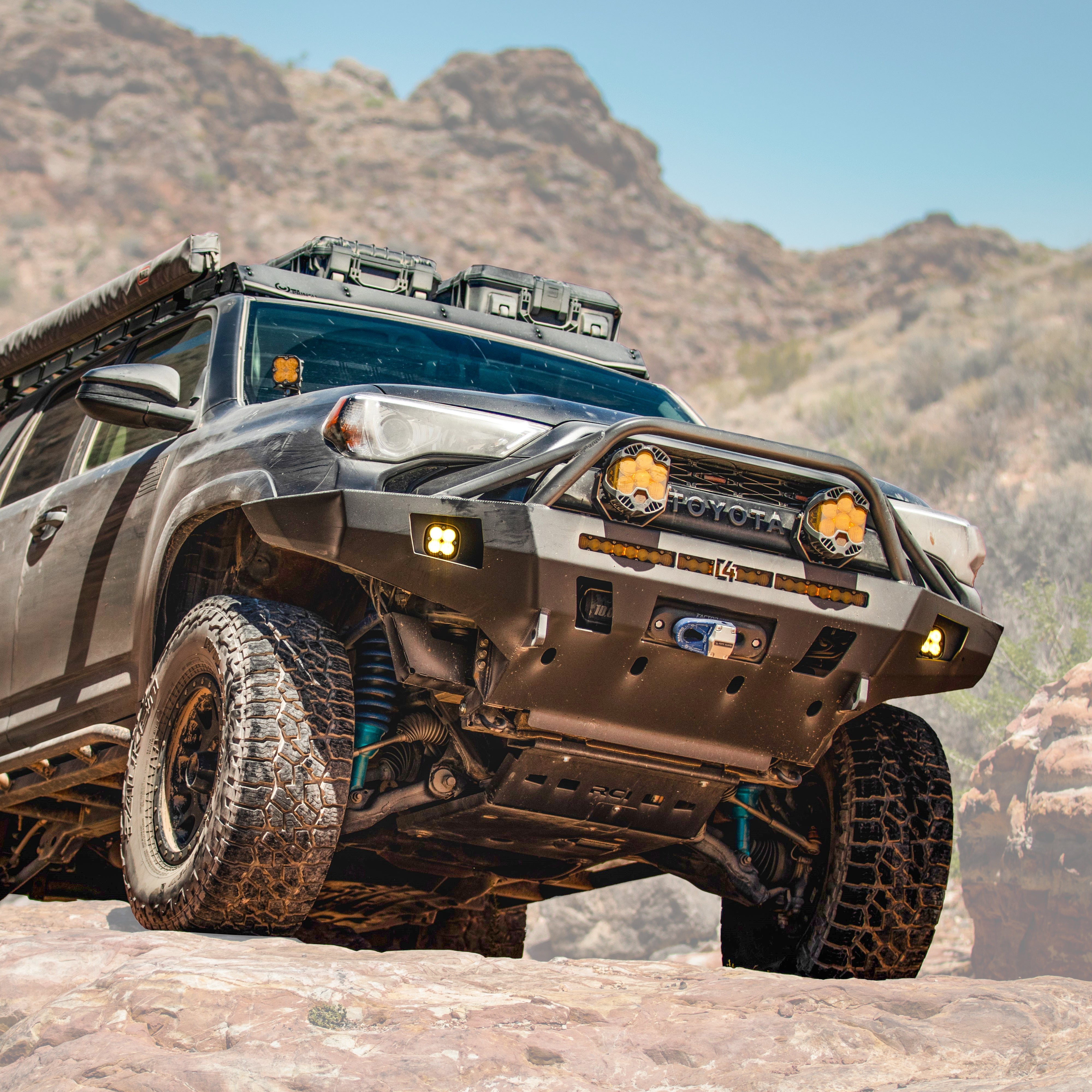 4Runner Overland Series front bumper for 5th Gen models from 2014 to 2024, designed for off-road durability and style.