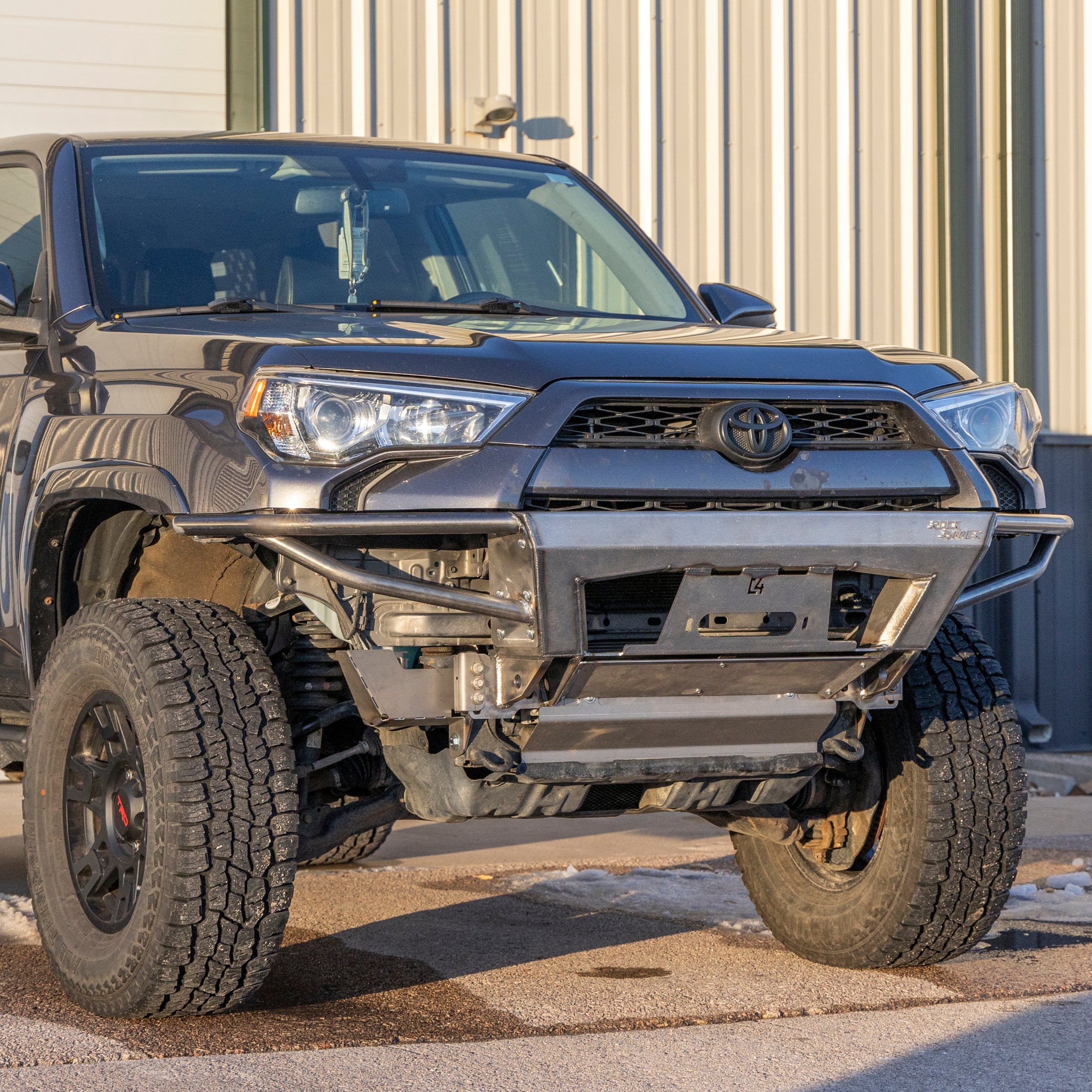 4Runner Rock Runner Front Bumper for 5th Gen models with 1-inch body lift, designed for enhanced off-road performance.