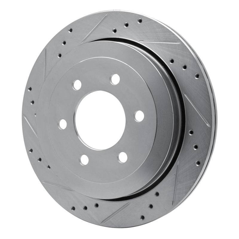 R1 07-17 Ford Expedition Rear Left Drilled & Slotted Silver Brake Rotor