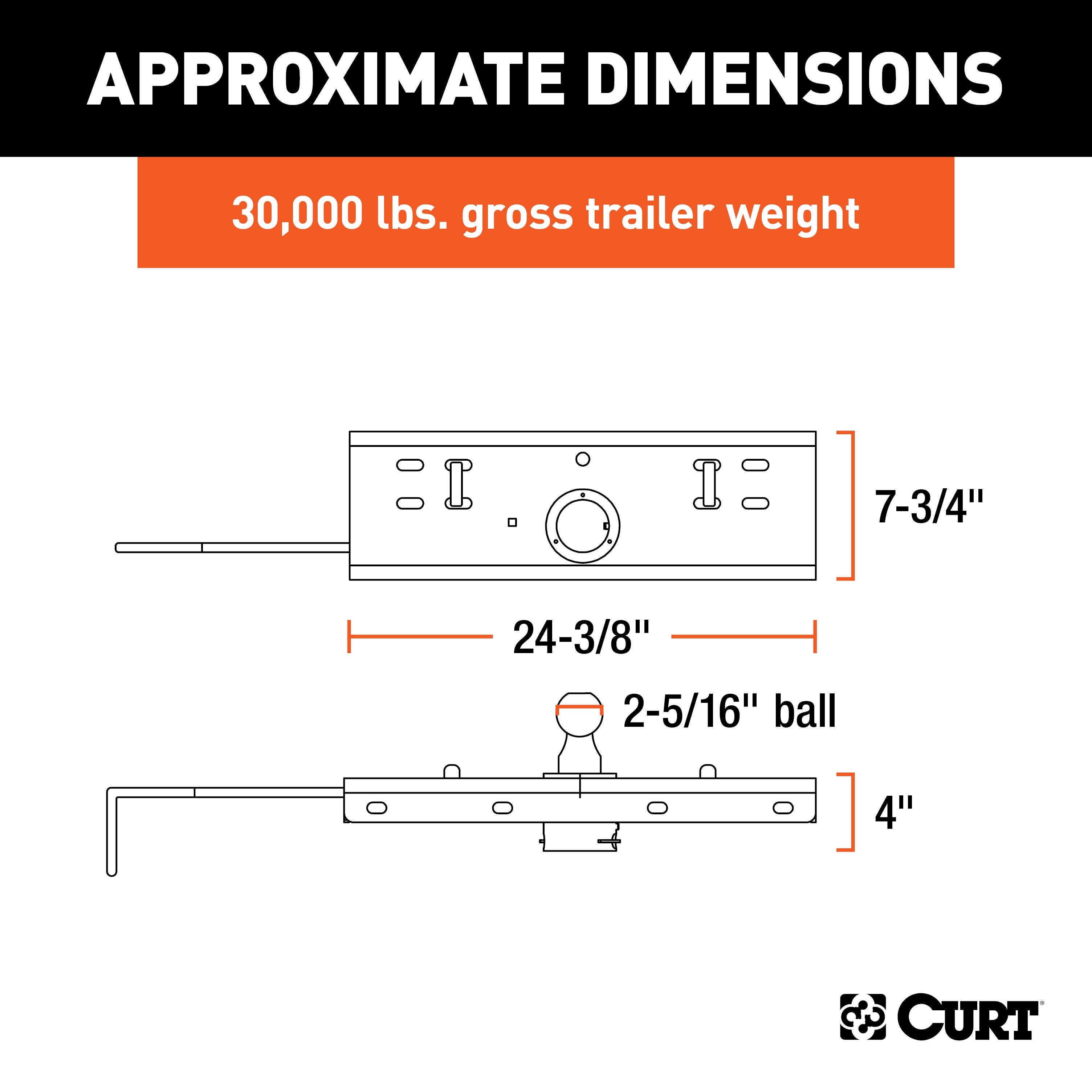 CURT Double Lock Gooseneck Hitch with 2-5/16-Inch Flip-and-Store Ball, 30,000 lbs Model 60607