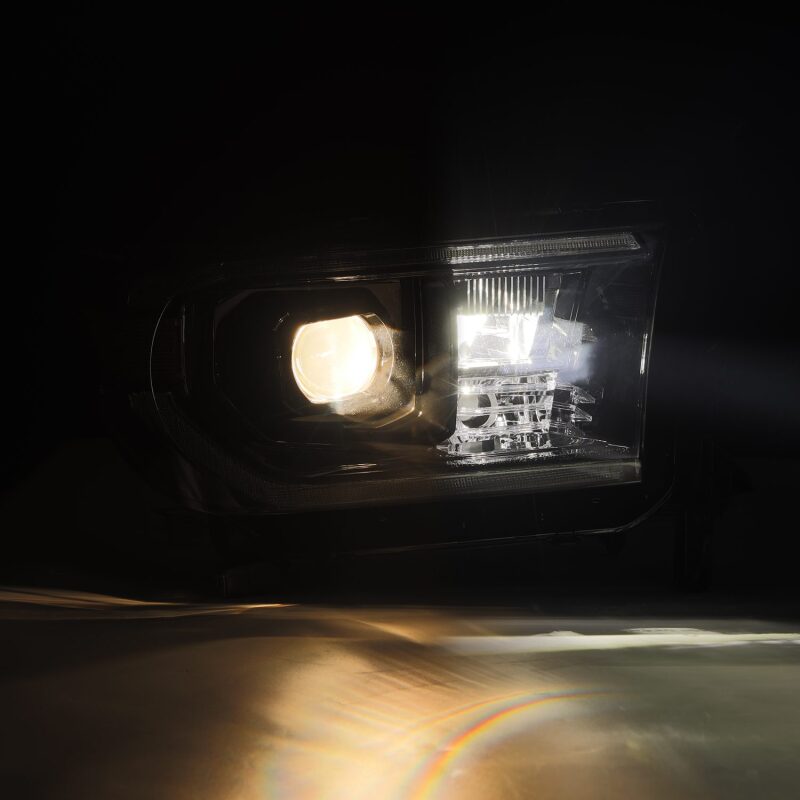 AlphaRex LUXX LED projector headlight for 07-13 Toyota Tundra and 08-17 Sequoia with active light sequence and DRL.