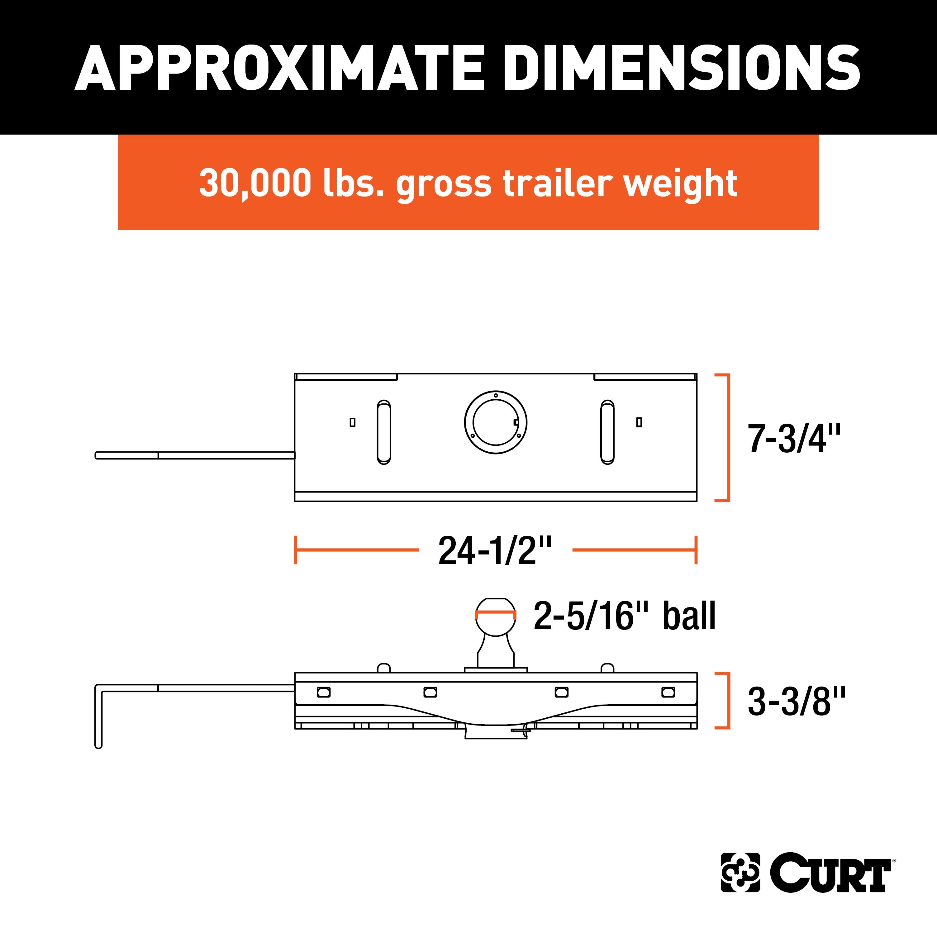 CURT Double Lock EZr Gooseneck Hitch with 2-5/16-Inch Flip-and-Store Ball, 30,000 lbs Model 60611