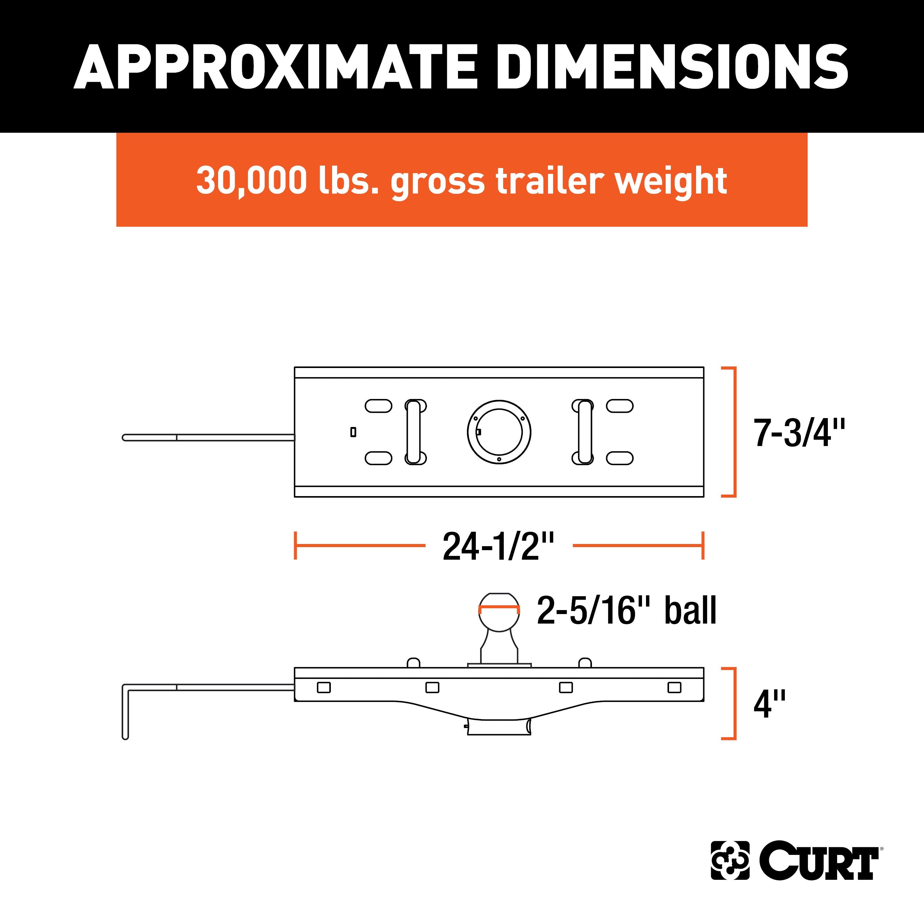 CURT Double Lock EZr Gooseneck Hitch with 2-5/16-Inch Flip-and-Store Ball, 30,000 lbs Model 60619