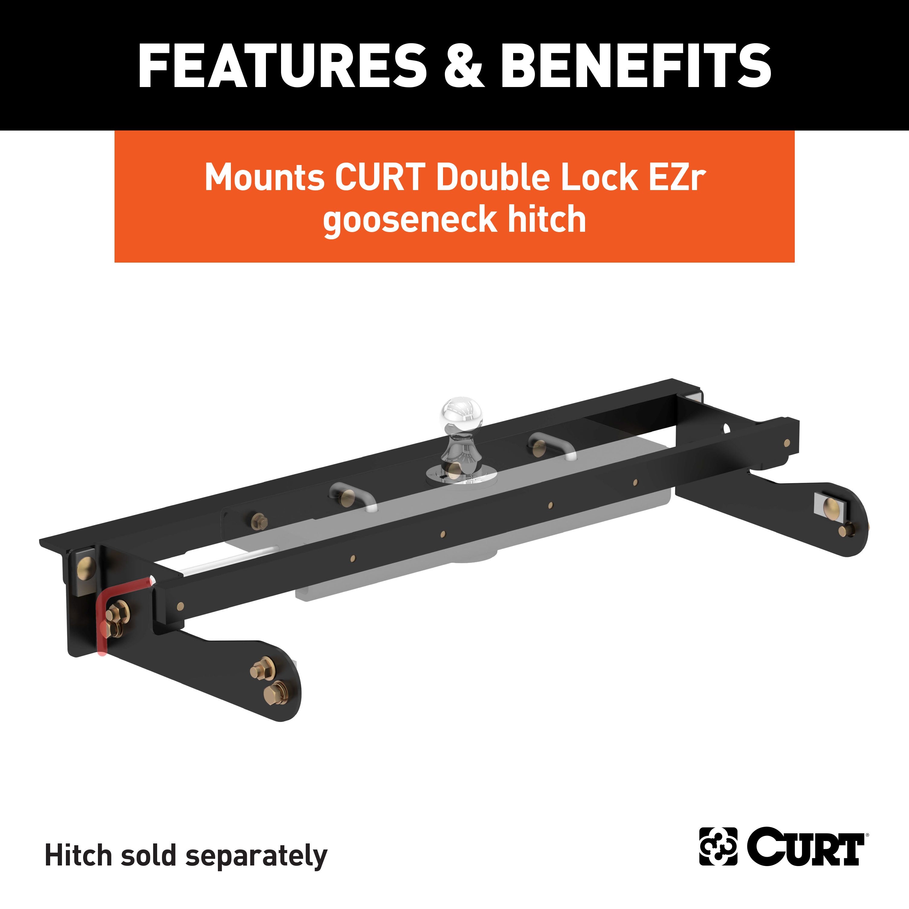 CURT Double Lock EZr Gooseneck Installation Brackets, Fits Select Chevrolet Silverado, GMC Sierra 2500, 3500 HD Model 60624